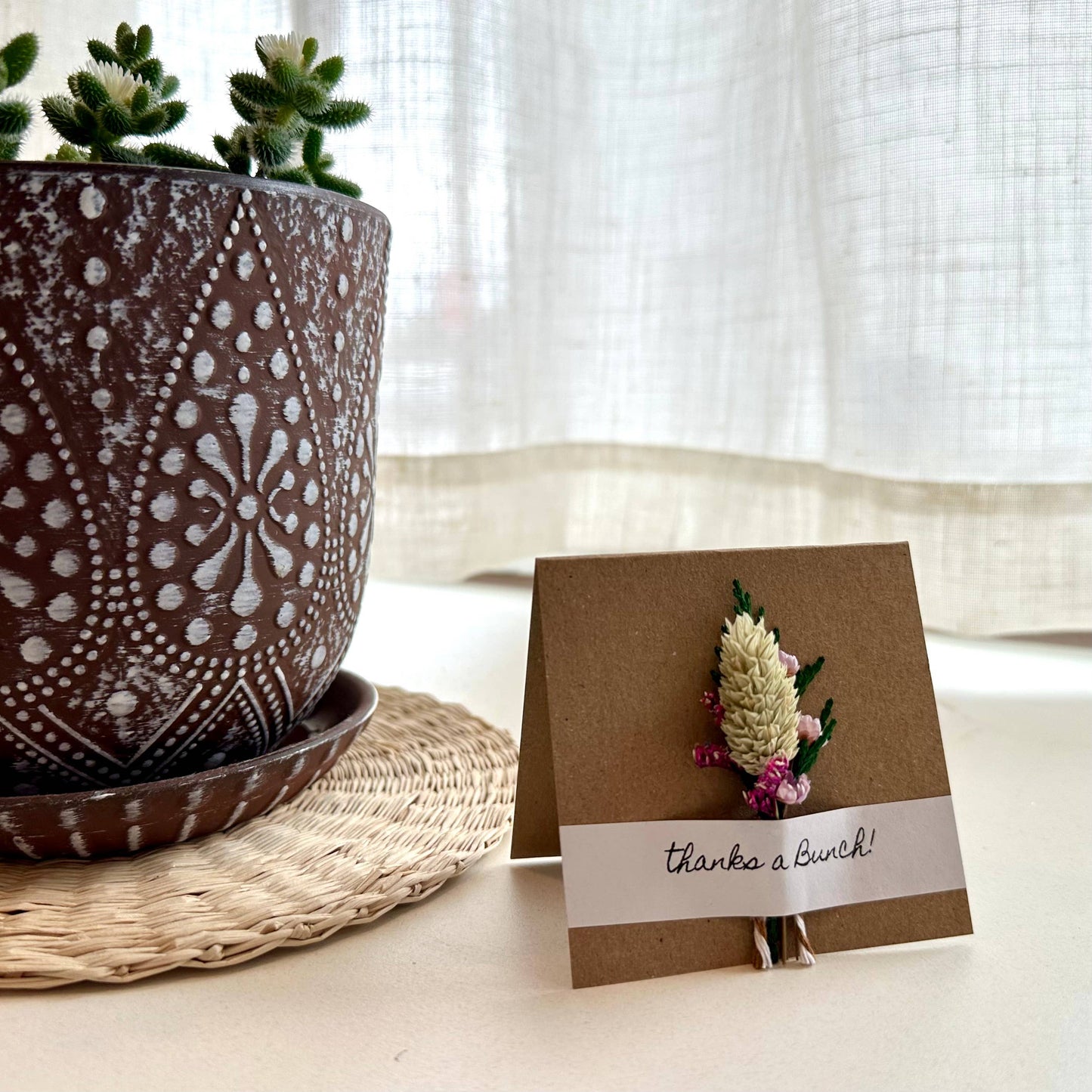 Thanks a Bunch Mini Dried Purple Floral Bouquet Card