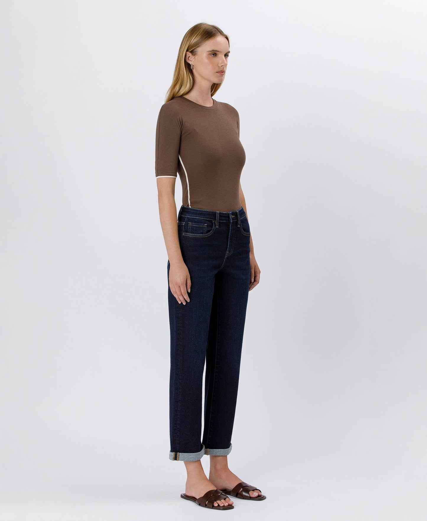 FLYING MONKEY High Rise Cuffed Crop Straight Jeans
