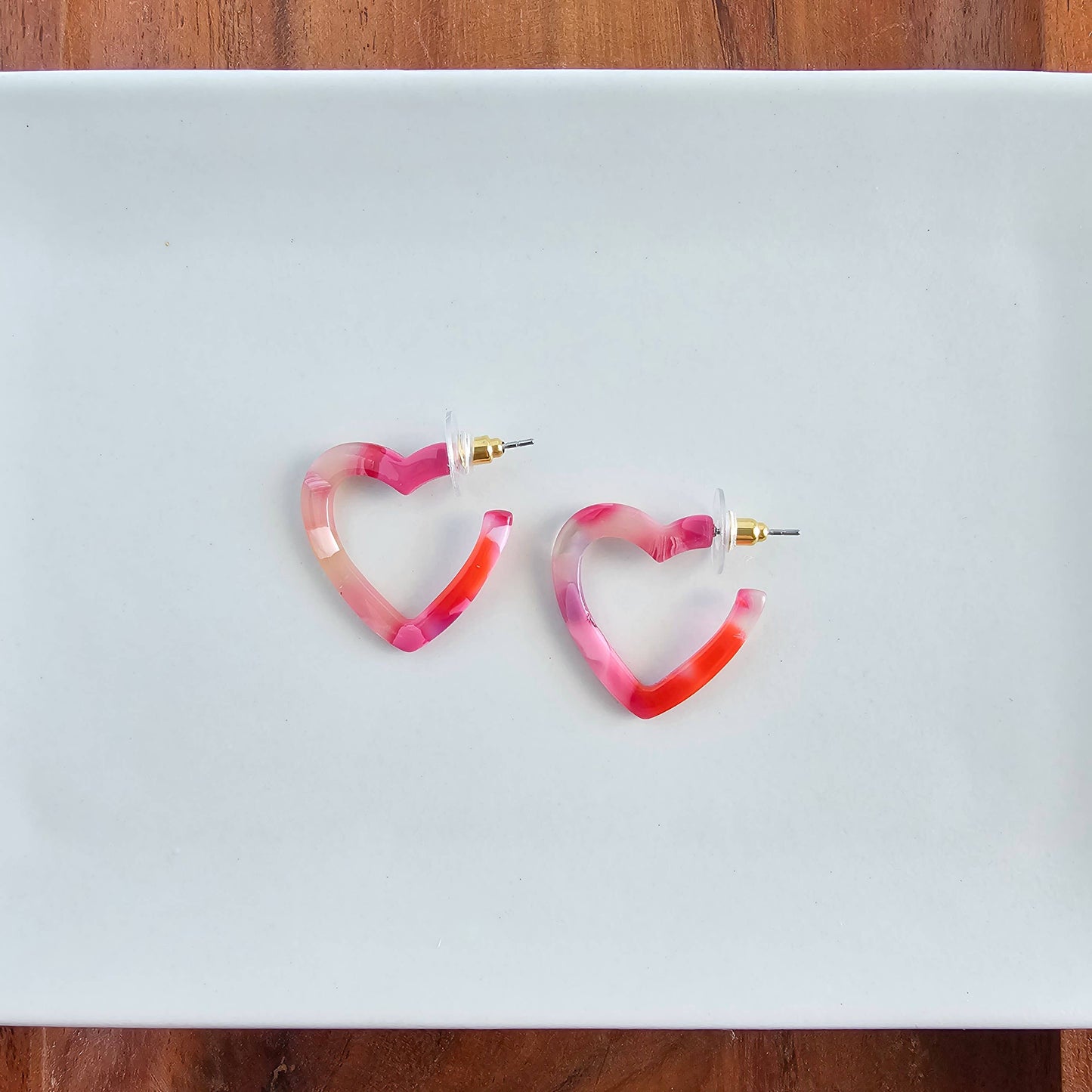 Mini Heart Hoops - Tickled Pink