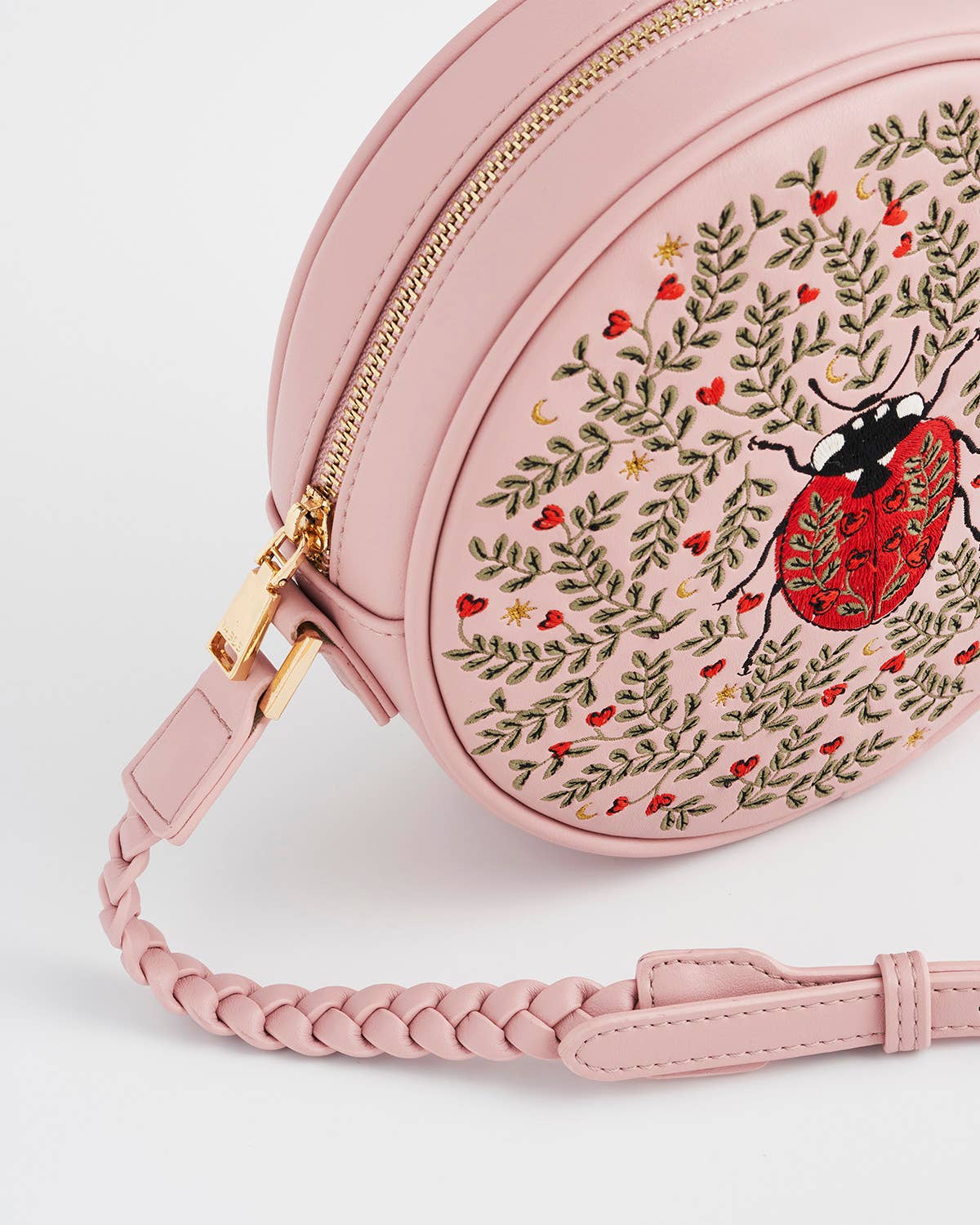Ladybug Pink Embroidered Circle Bag