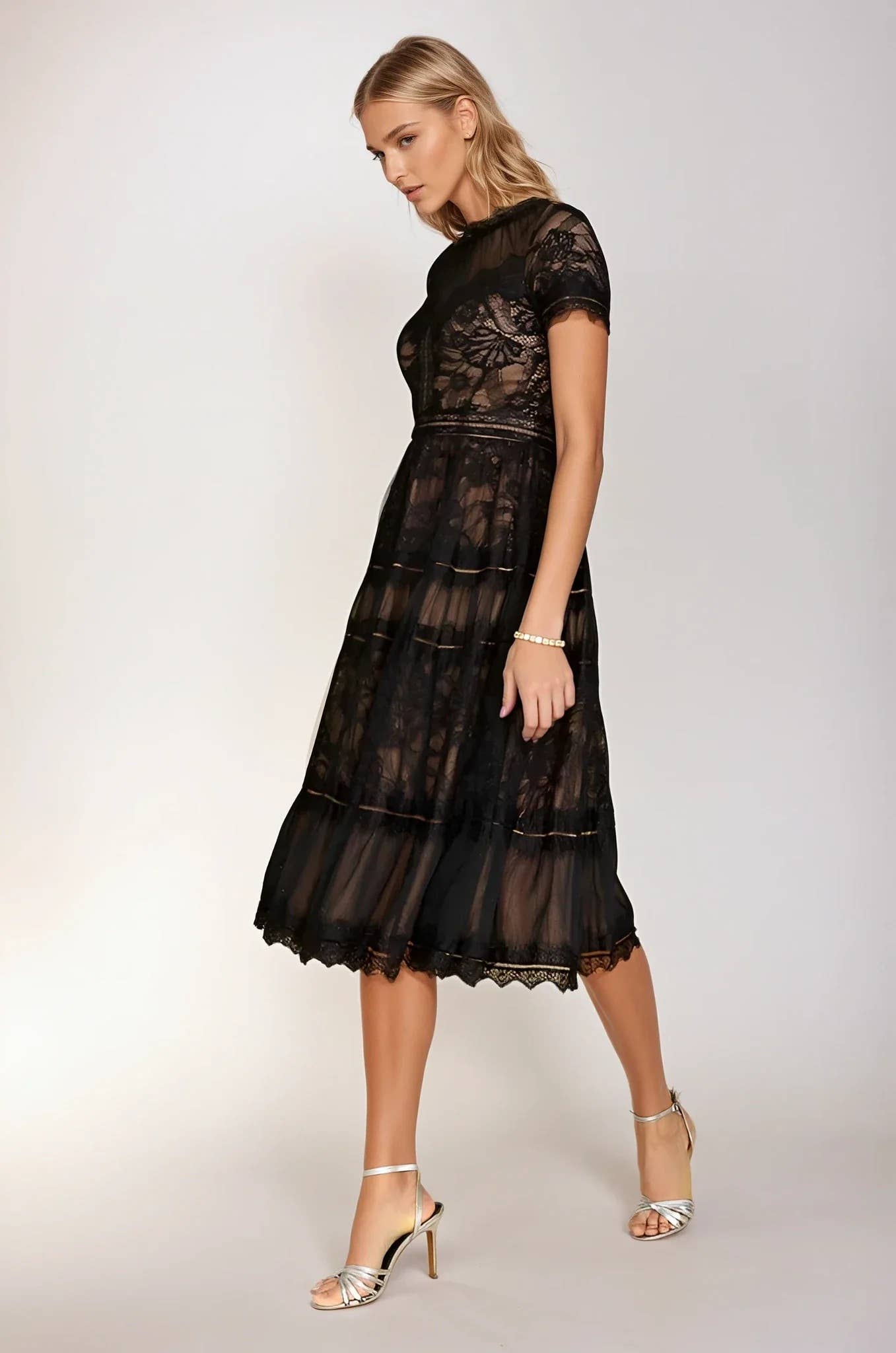 Black Midi Lace Cocktail Dress