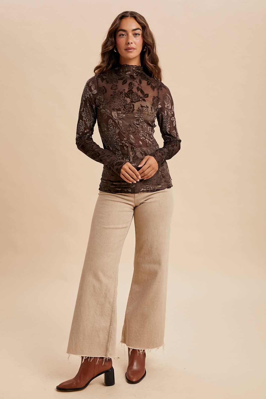 Burnout Velvet Mesh Top
