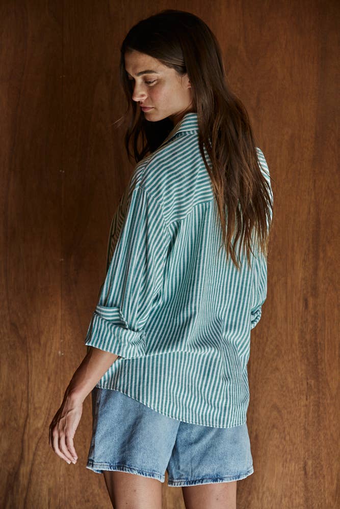 Classic Striped Button Up Collar Shirt
