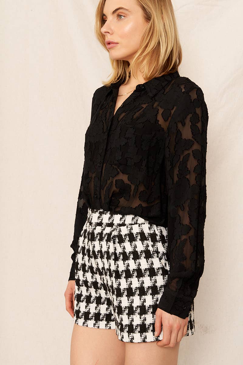 Burnout Button Down Blouse