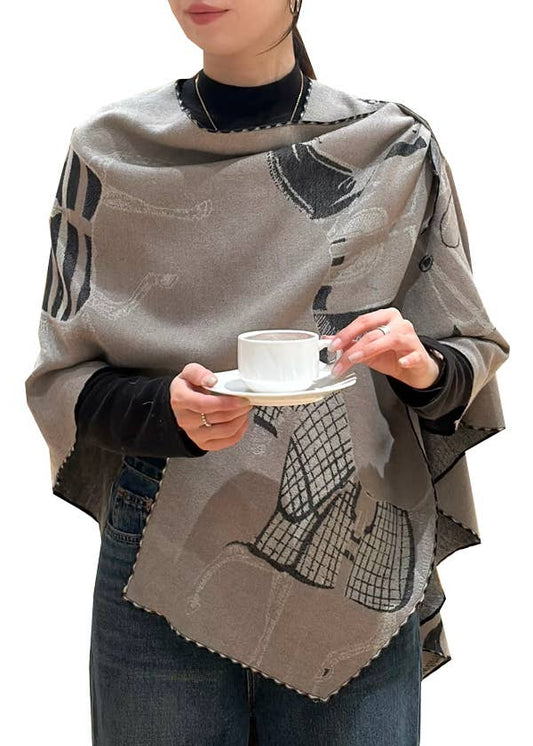 Cozy Cashmere Like Loop Travel Wrap - Equestrian Tan Trotter