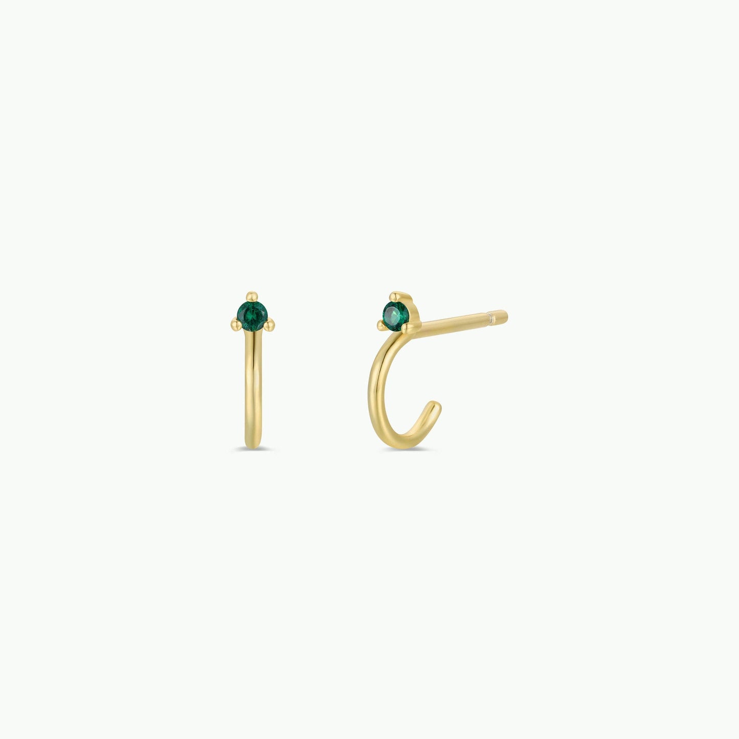 Open Mini Hoop Earrings - Green Emerald
