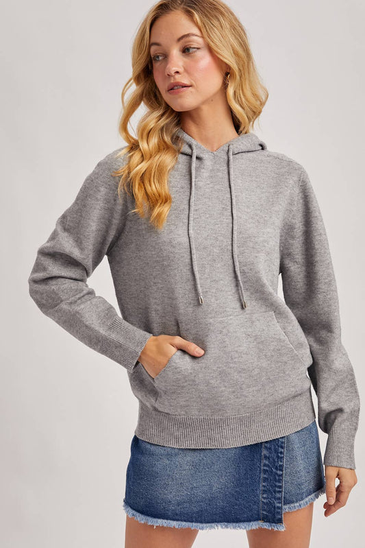 Everyday Knit Sweater Hoodie -  Gray