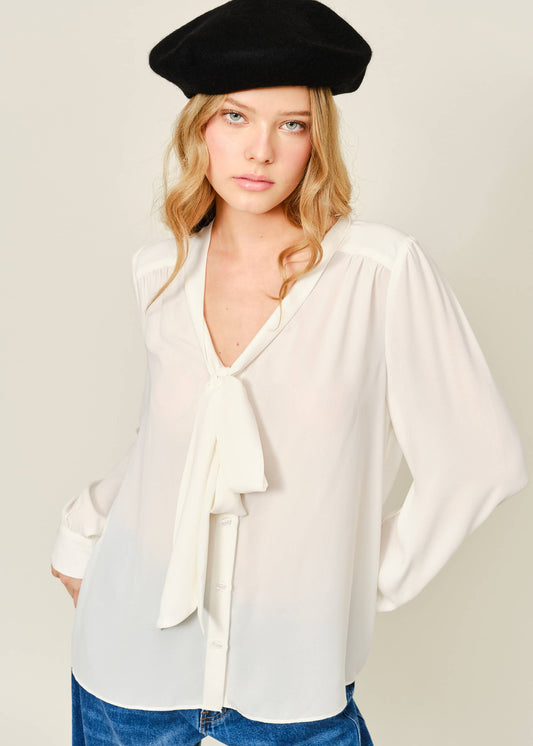 Romantic Tie Sheer Blouse