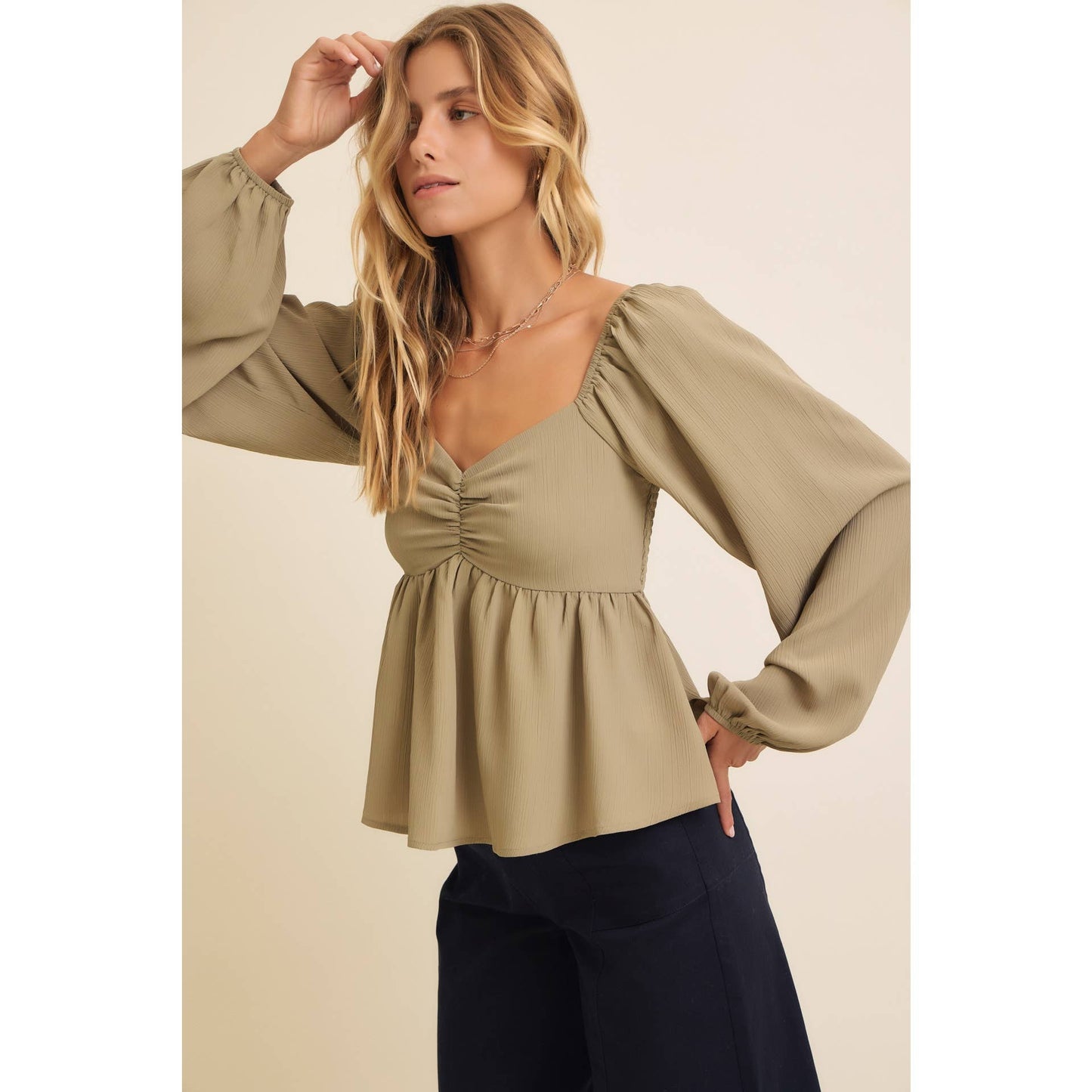 Crinkled Babydoll Blouse