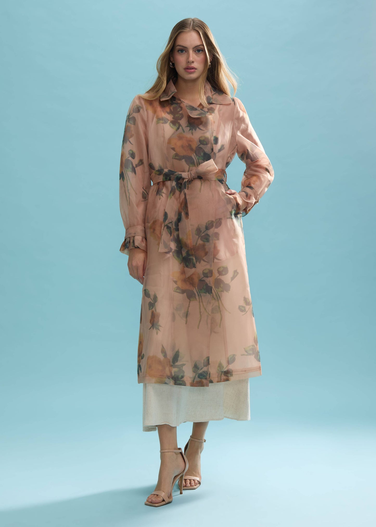 Floral Organza Wrap Trench