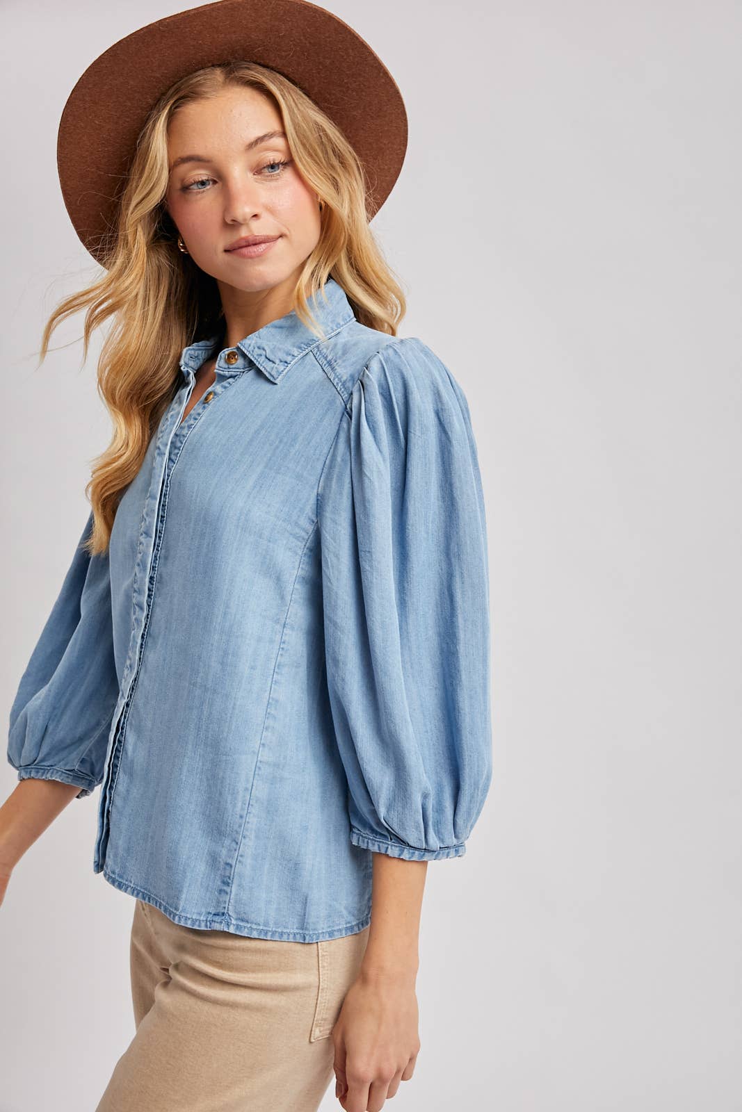 Denim Puff Sleeve Top