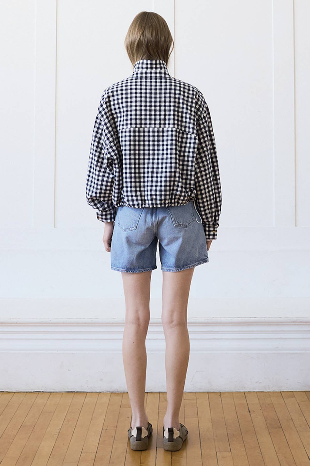 Navy Gingham Cotton Jacket