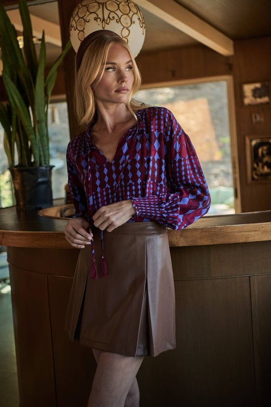 Abstract Weylin Split Neck Blouse