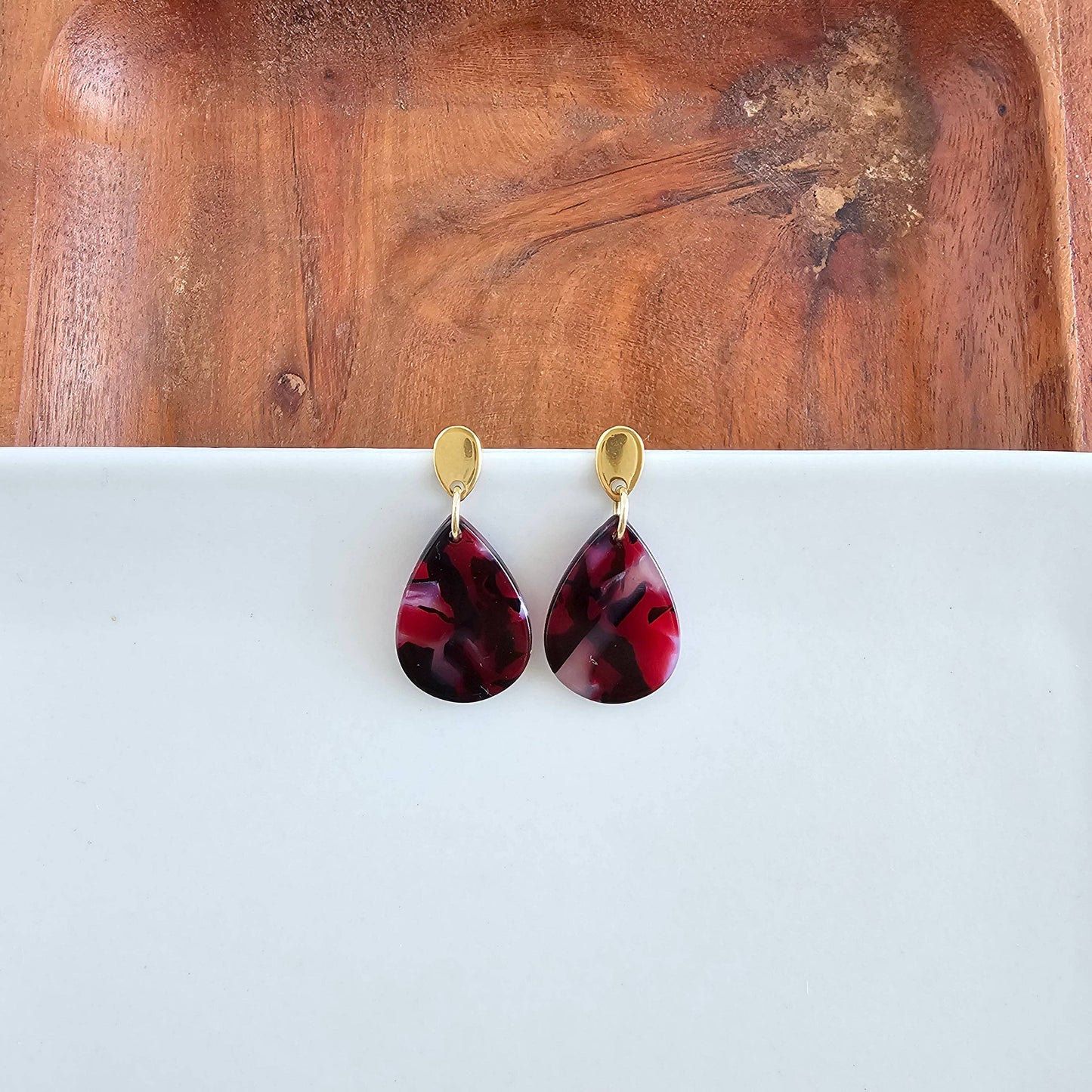 Leah Earrings - Burgundy