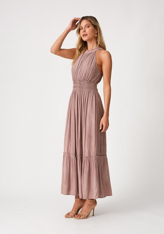 Sleeveless Halter Maxi Dress