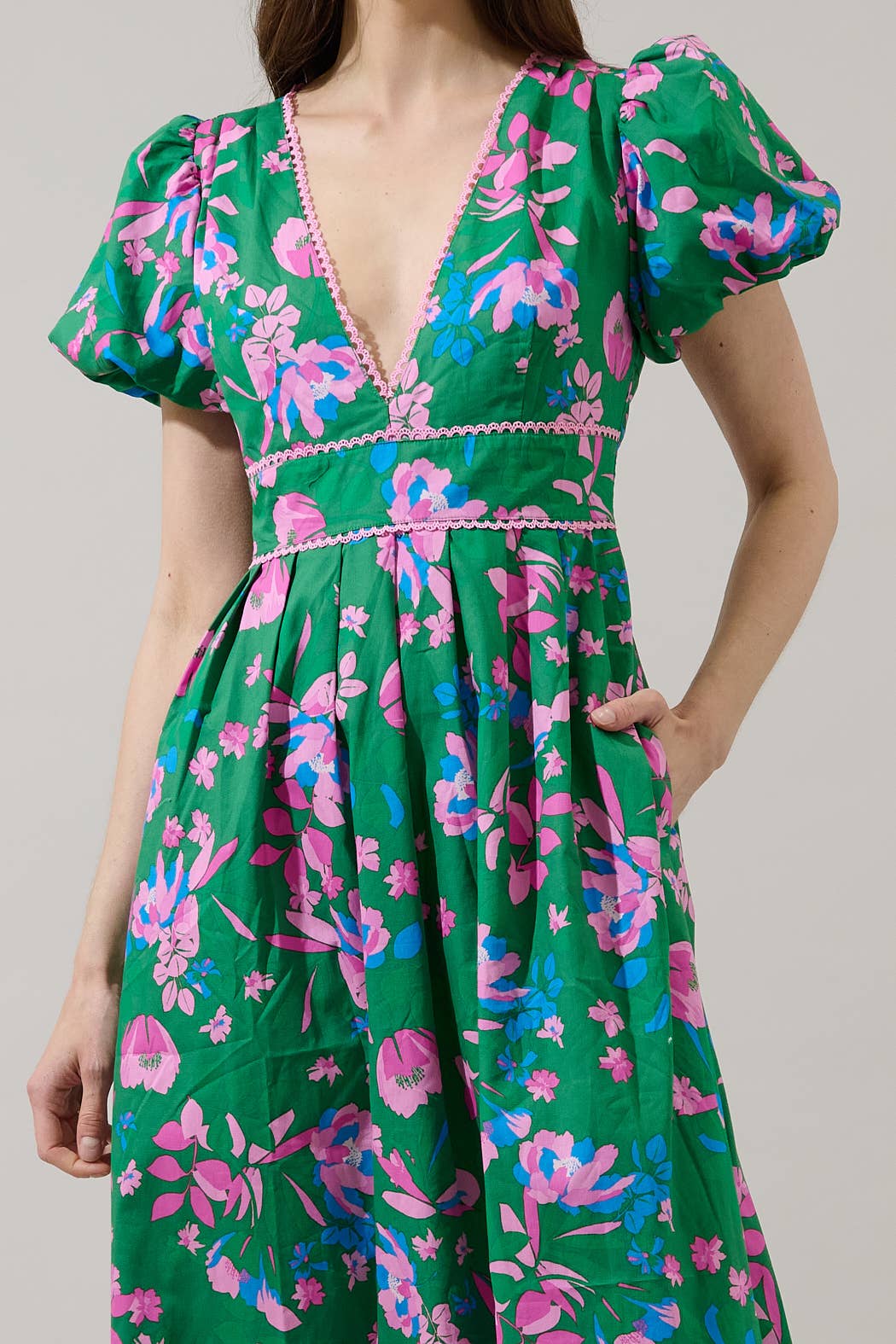 Julia Floral Pleated Maxi Dress