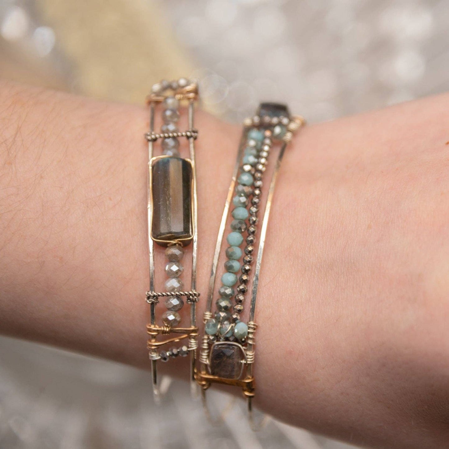 Labradorite Stacking Cuff Bracelet