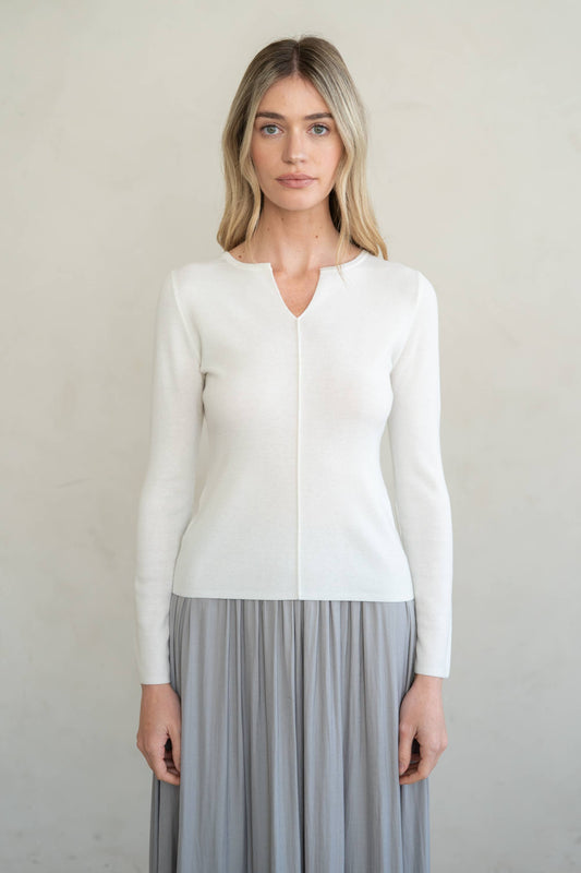 Soft Slim V-Notch Sweater Top