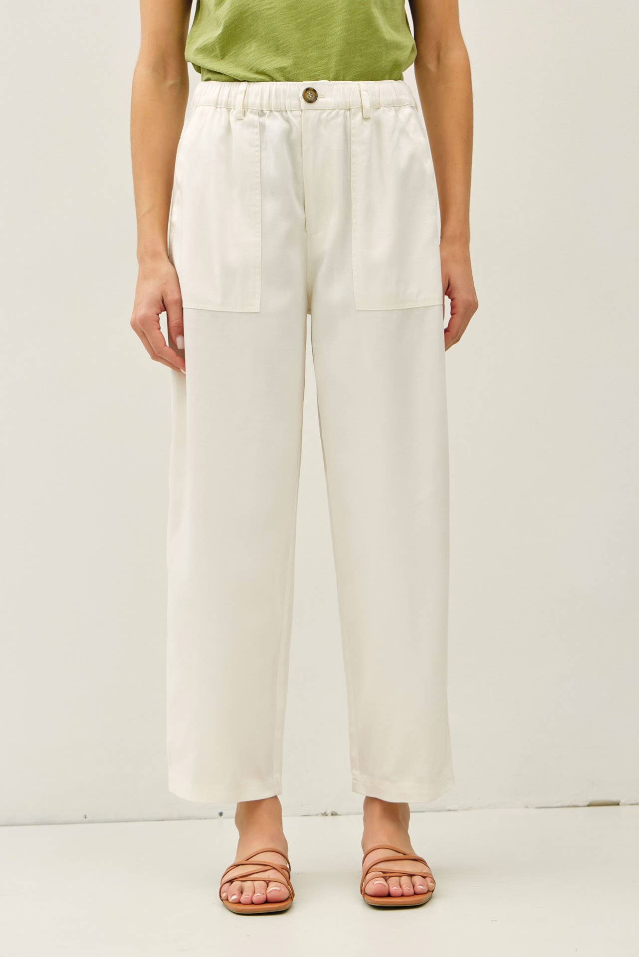 Tencel Linen Blend Tapered Barrel Pant