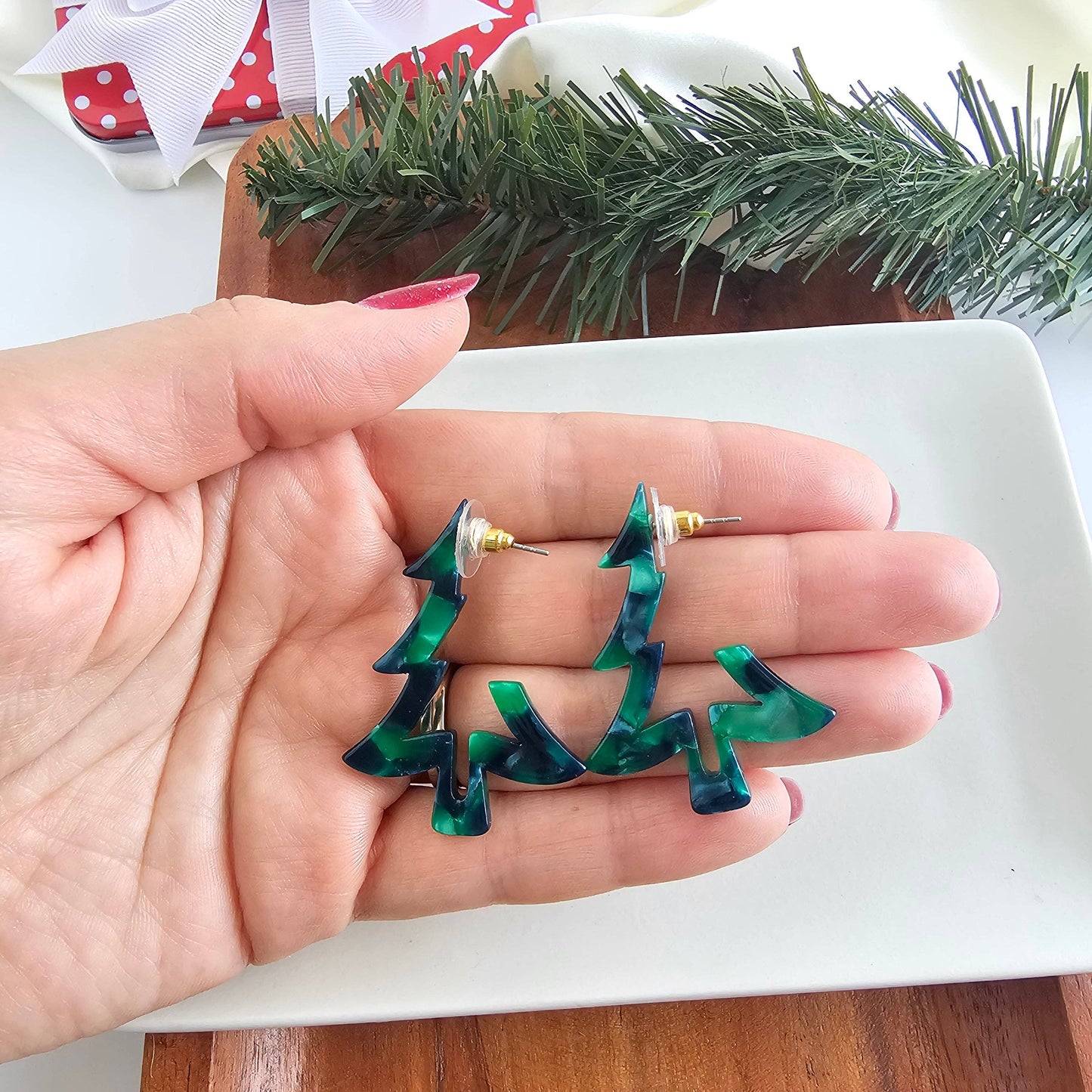 Christmas Tree Hoops