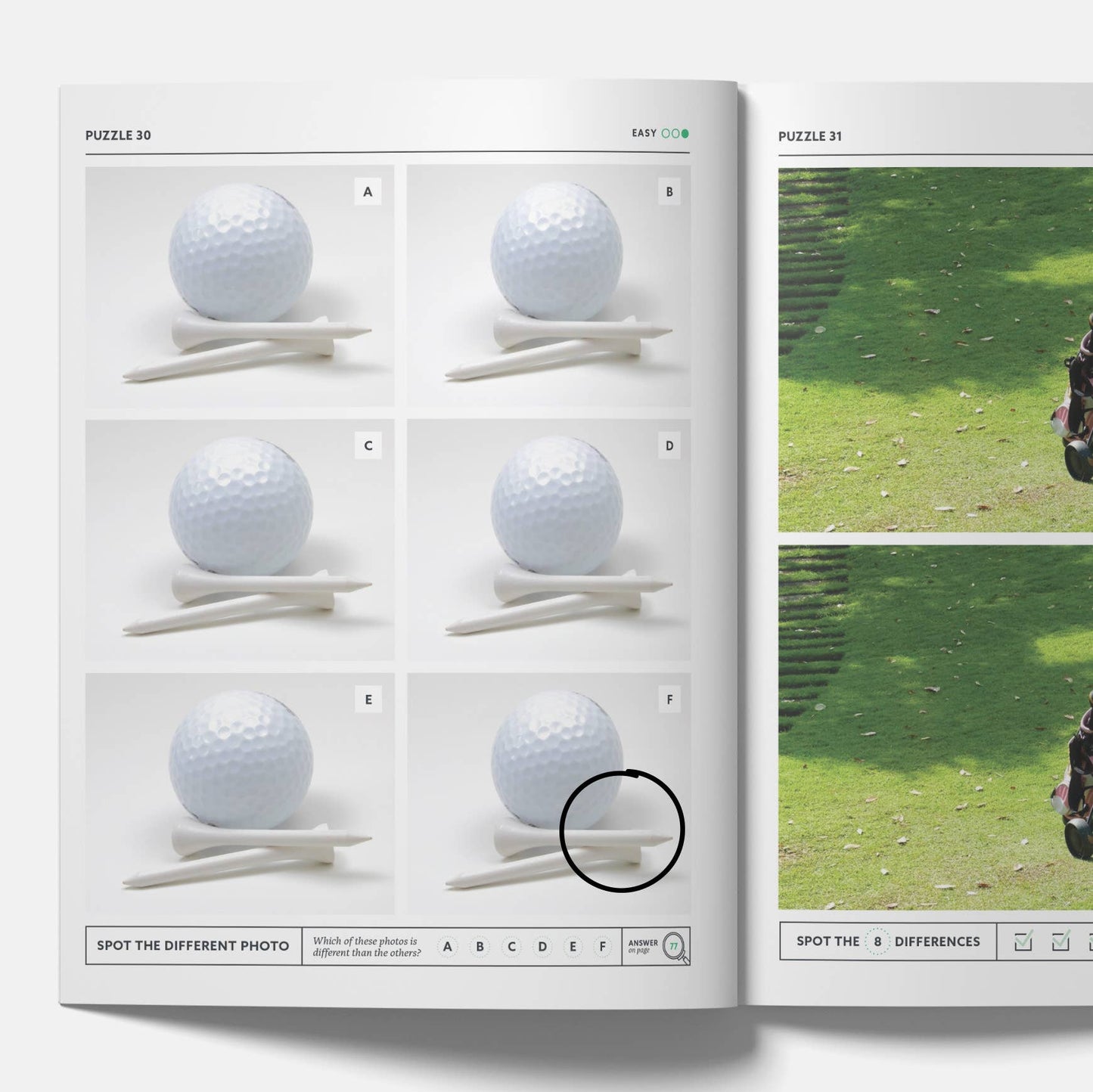 Golf Spot the Difference Puzzles, I Spy Activity Book