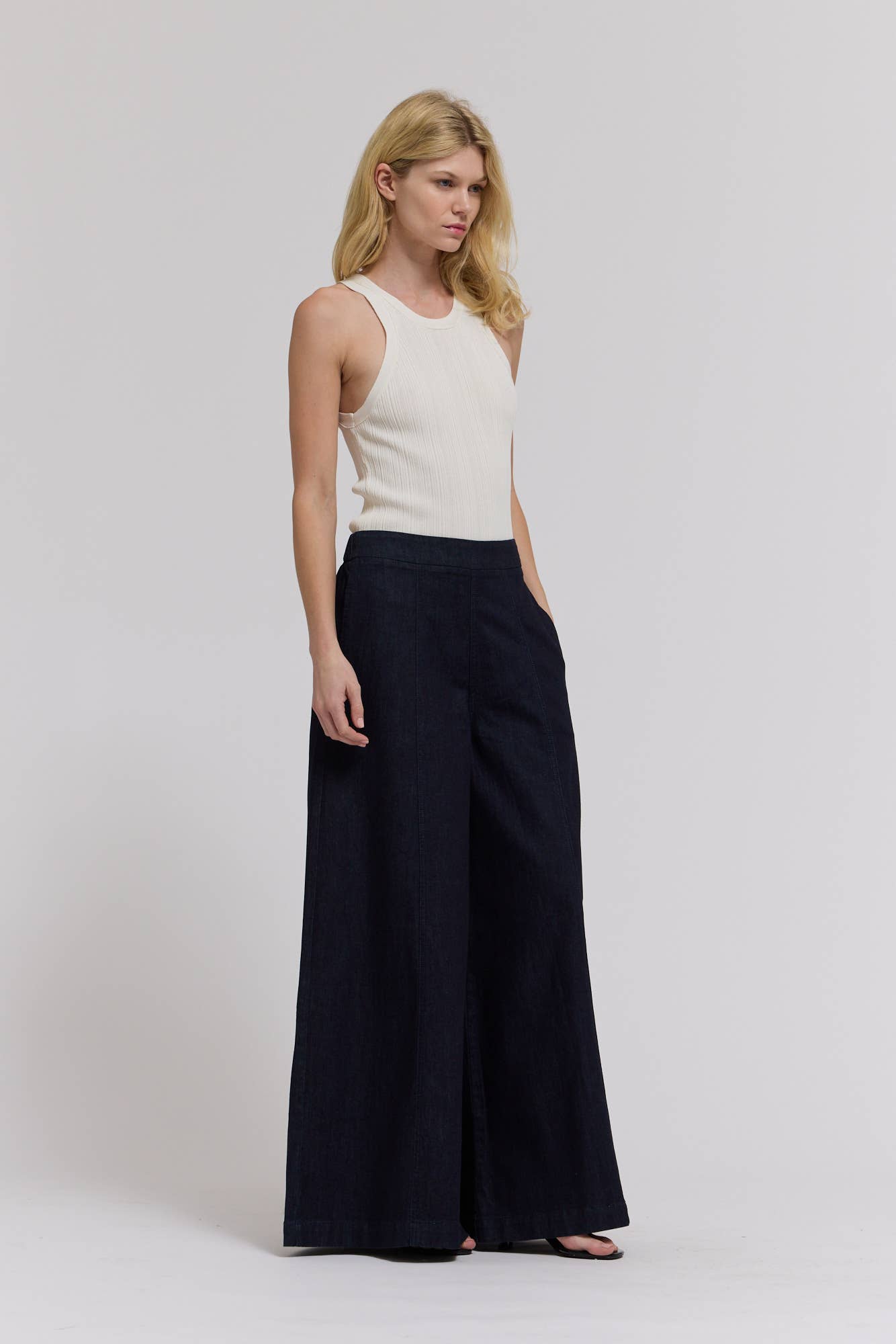 Denim Panel Maxi Pants