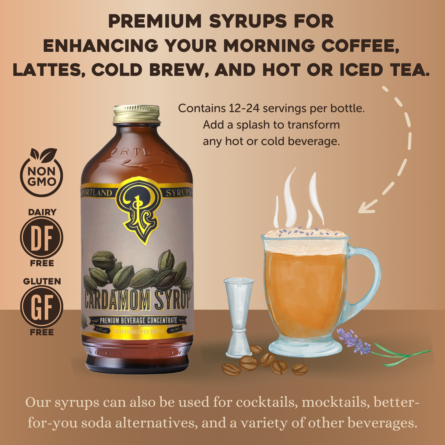 Cardamom Syrup - Cocktail / Mocktail Drink Mix / Coffee Mixer