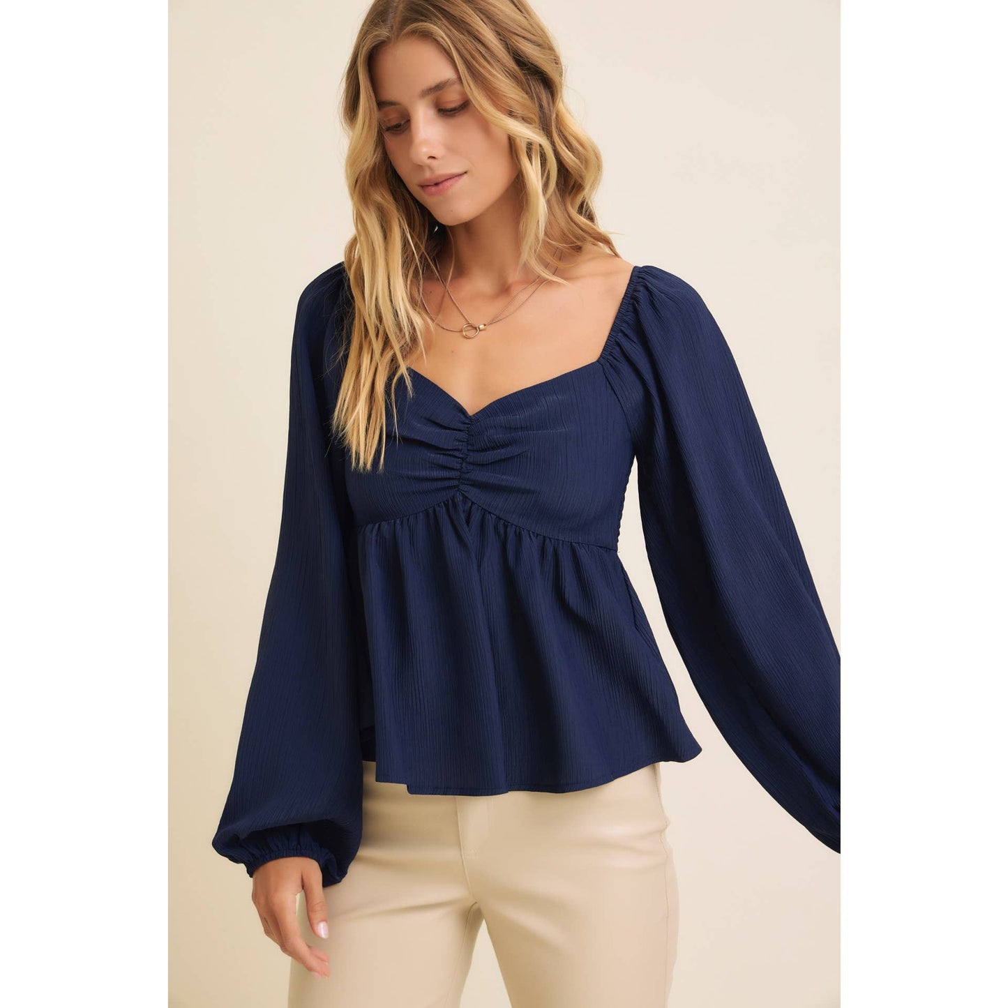 Crinkled Babydoll Blouse