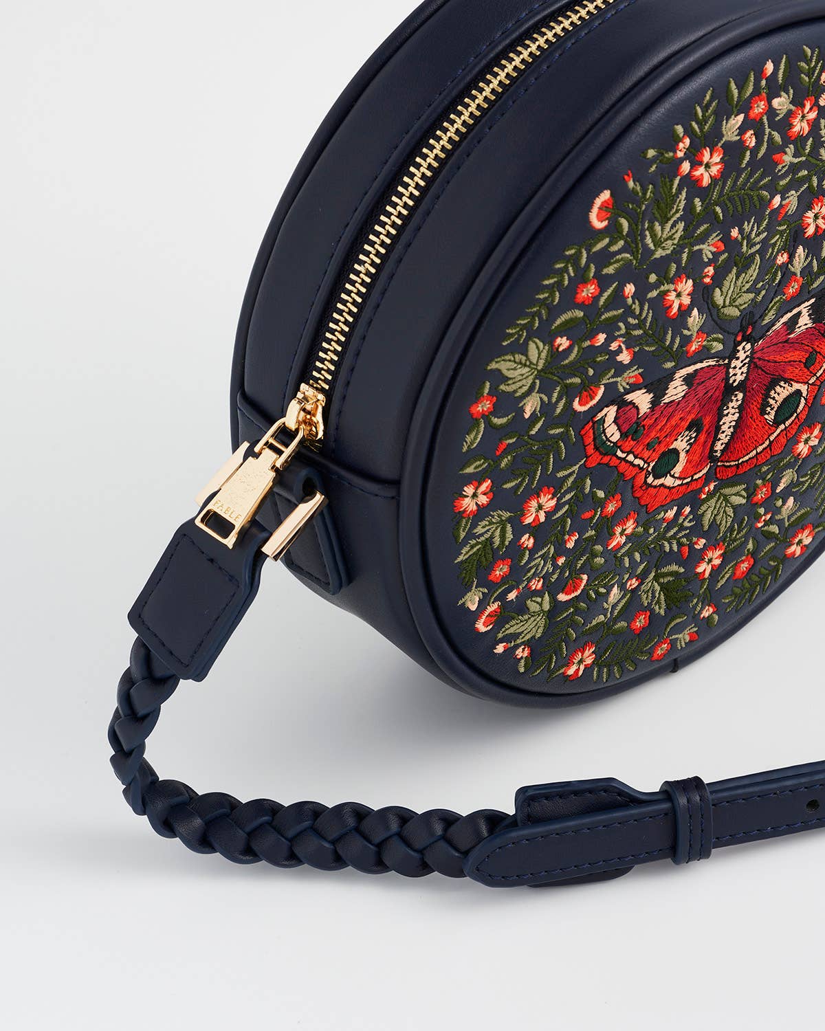 Red Admiral Embroidered Circle Bag