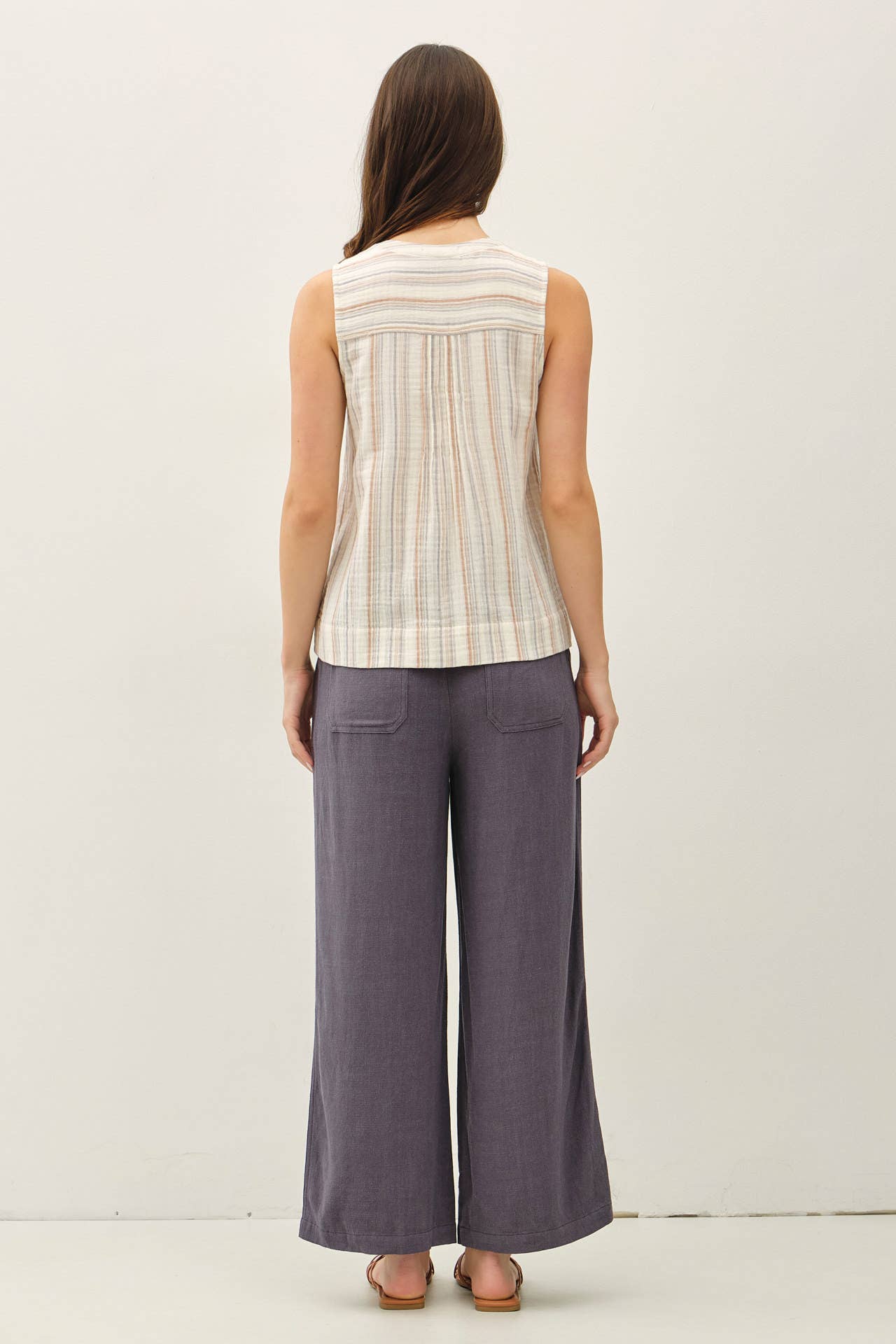 Striped Gauze Sleeveless Top