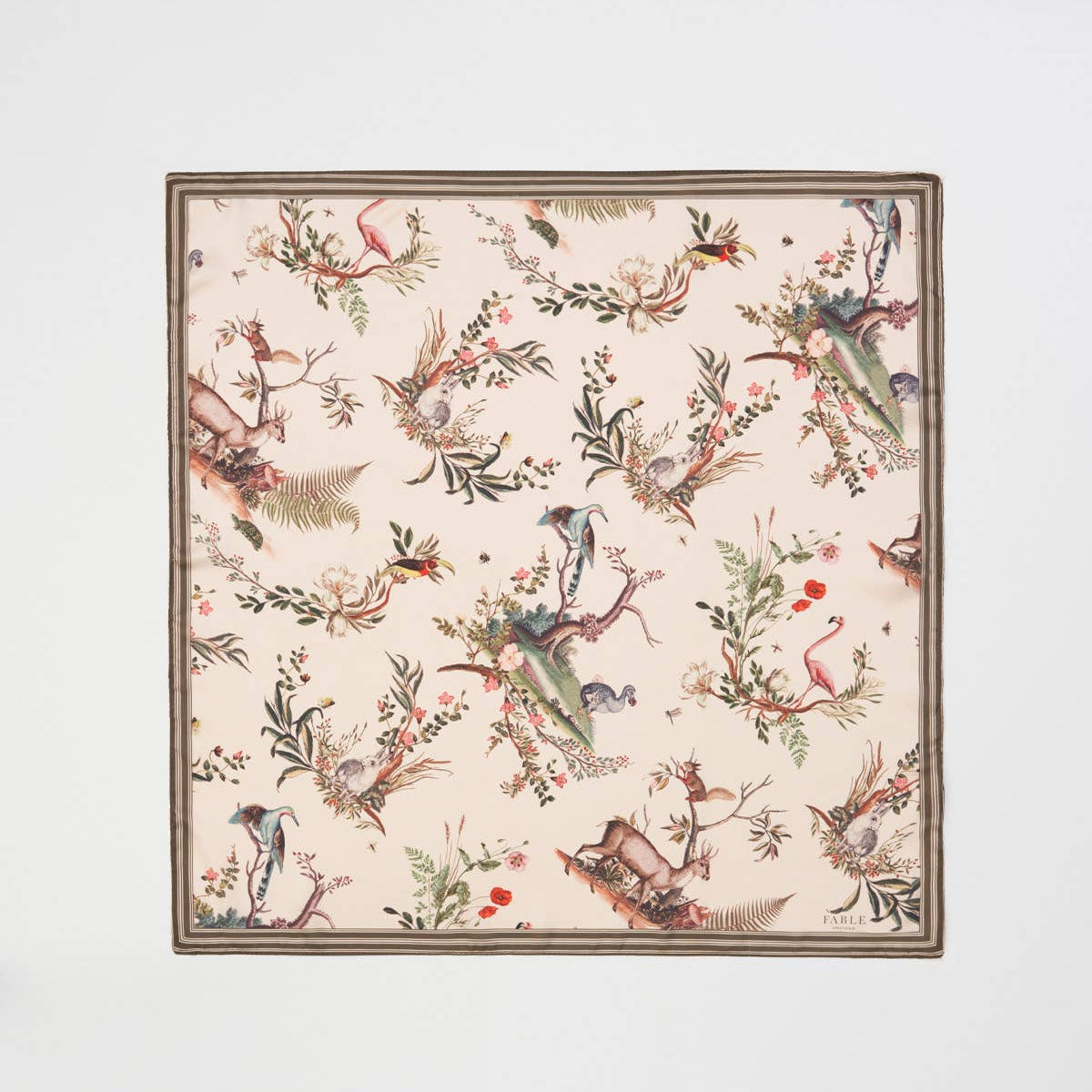 Toile de Jouy Olive Green Square Scarf