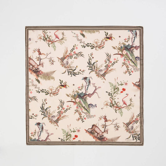 Toile de Jouy Olive Green Square Scarf