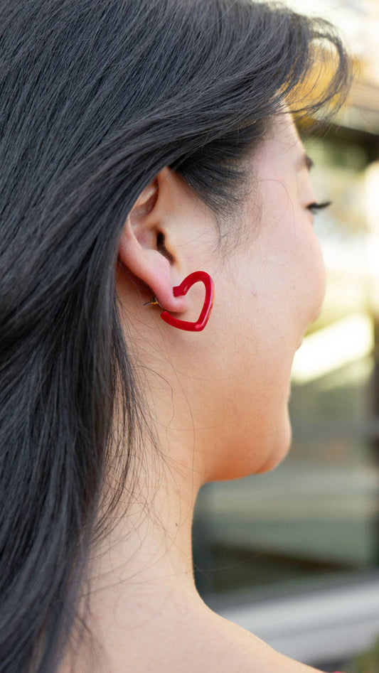 Mini Heart Hoops - Red