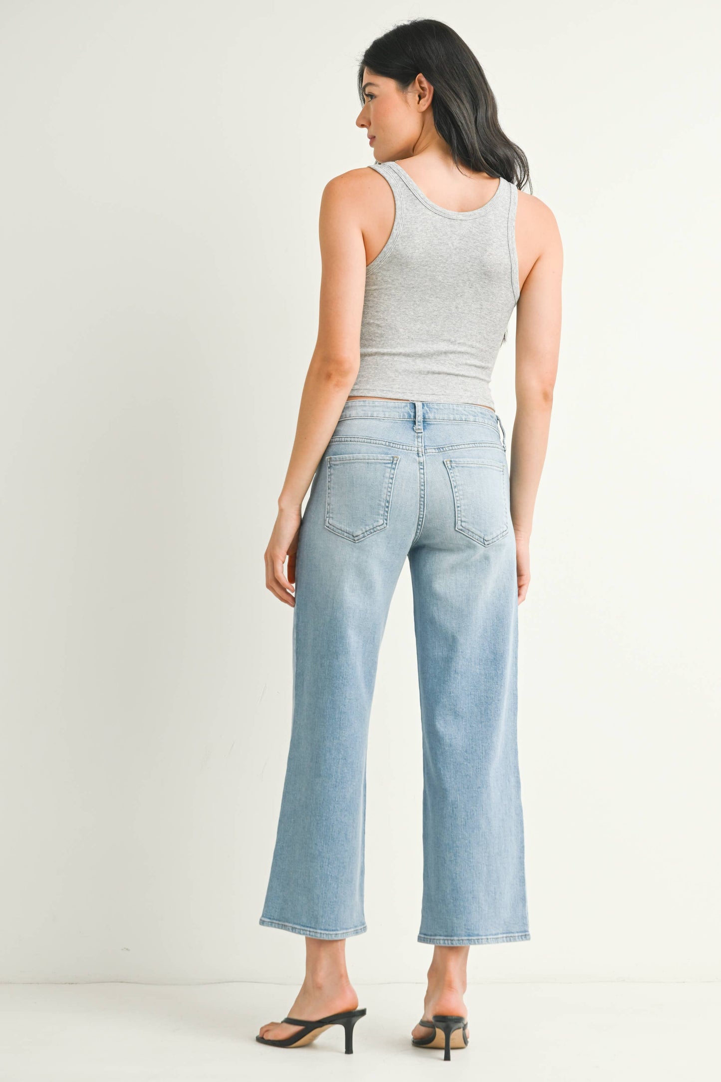 JUST BLACK DENIM Mid Rise Slim Wide Leg - Light Wash