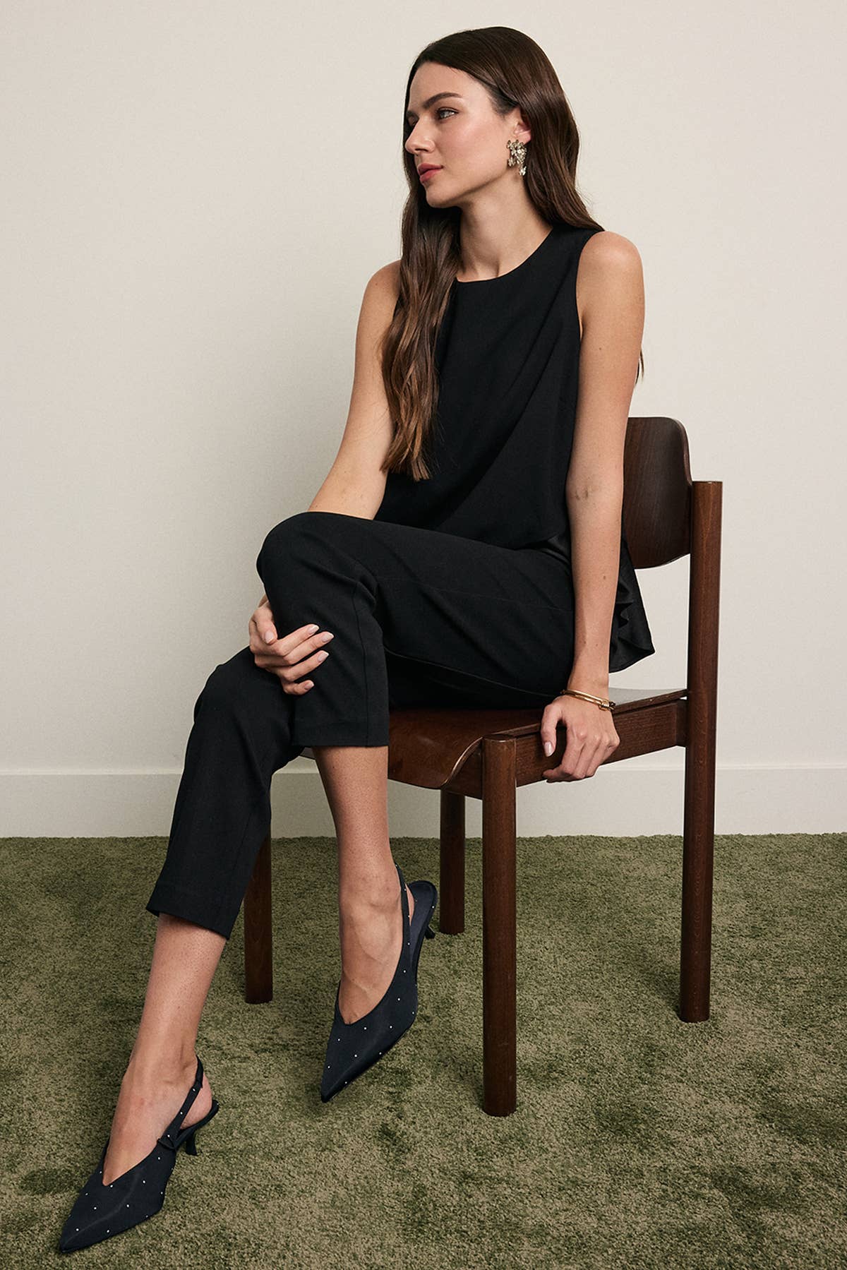 Asymmetrical Satin Ruffle Hem Sleeveless Top