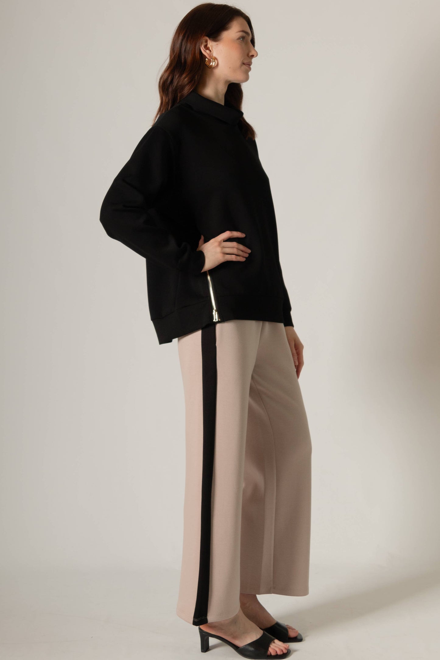Butter Modal Side Zipper Top - Cocoa