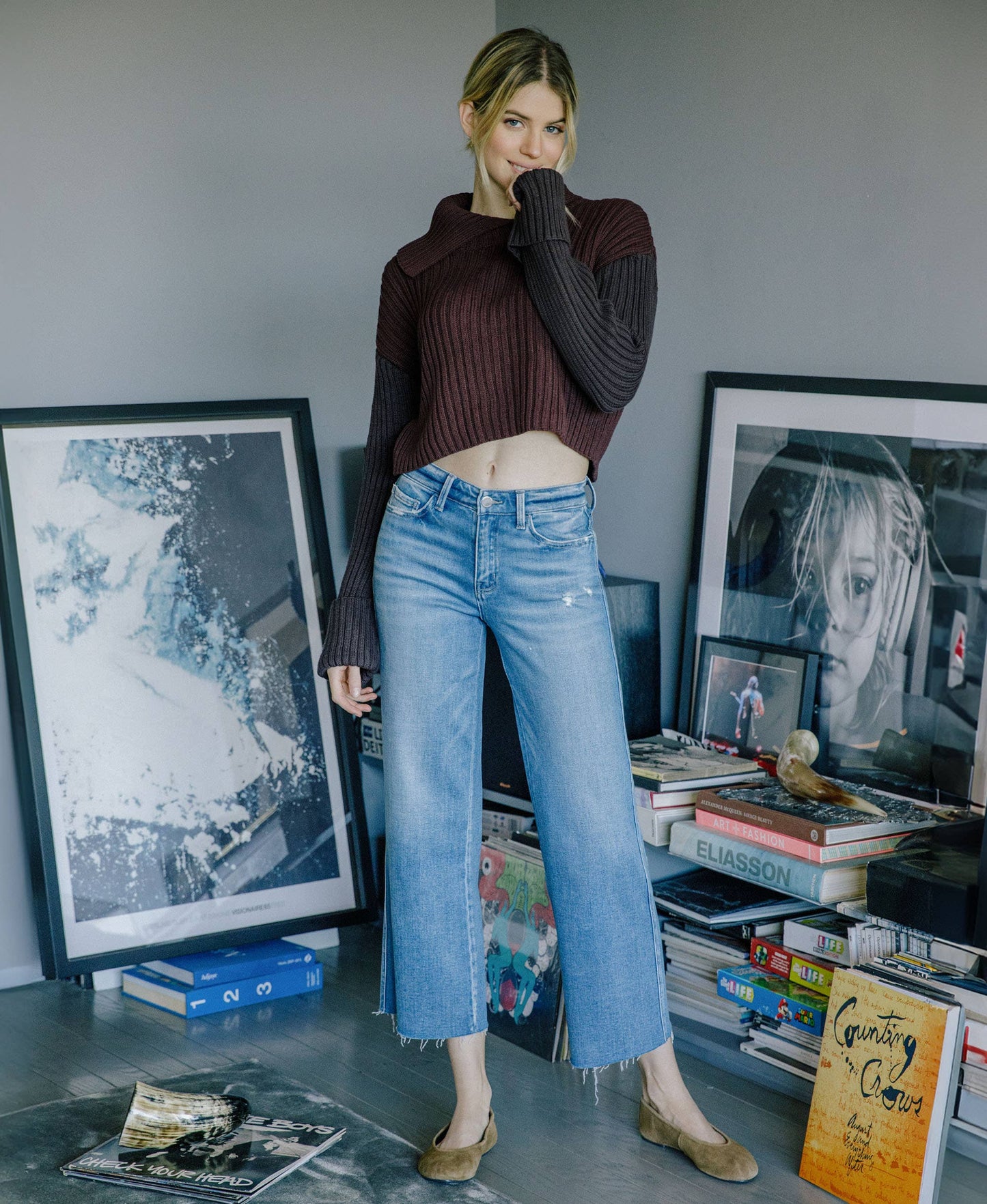 Maeve Raw Hem Sim Wide Jean