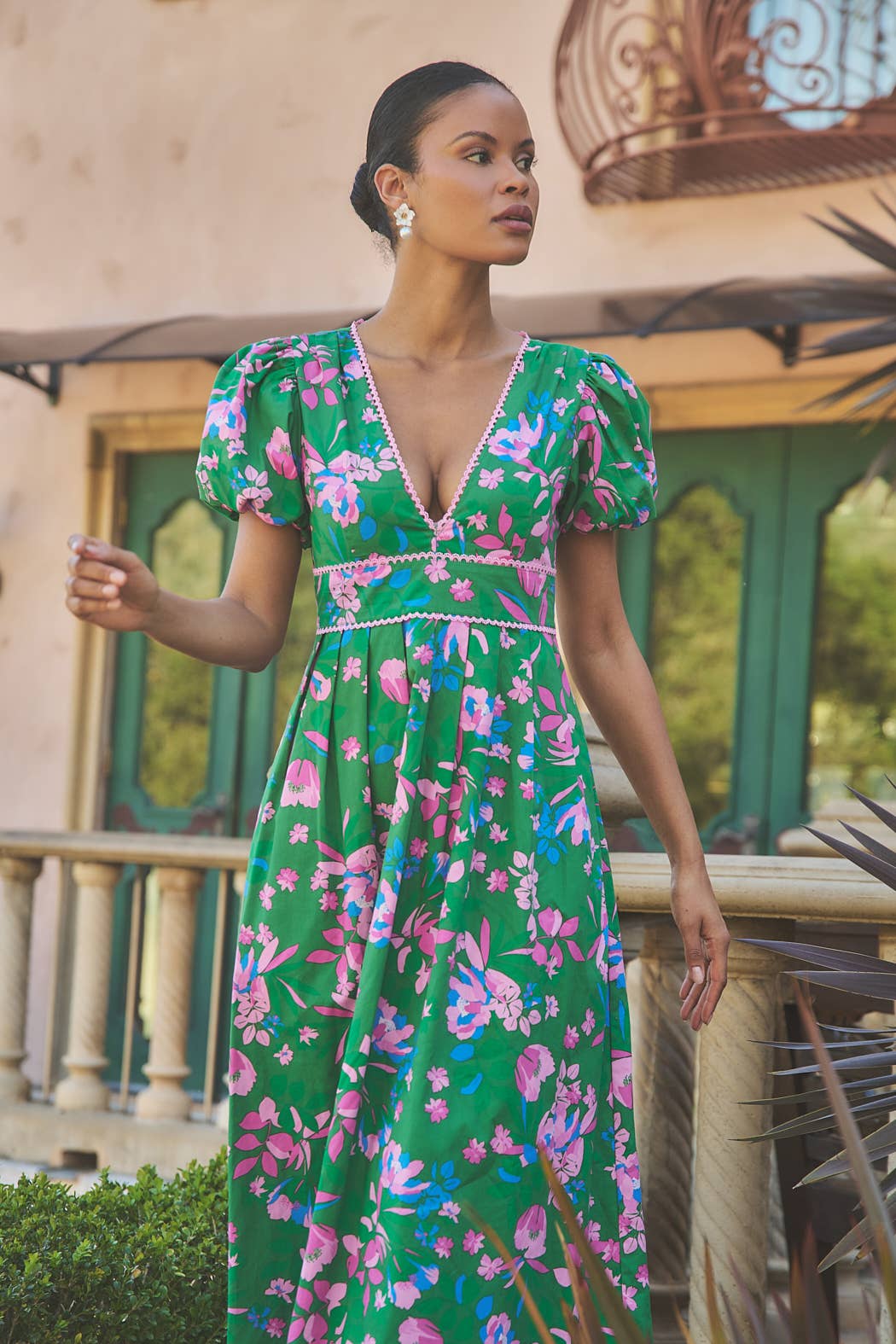 Julia Floral Pleated Maxi Dress