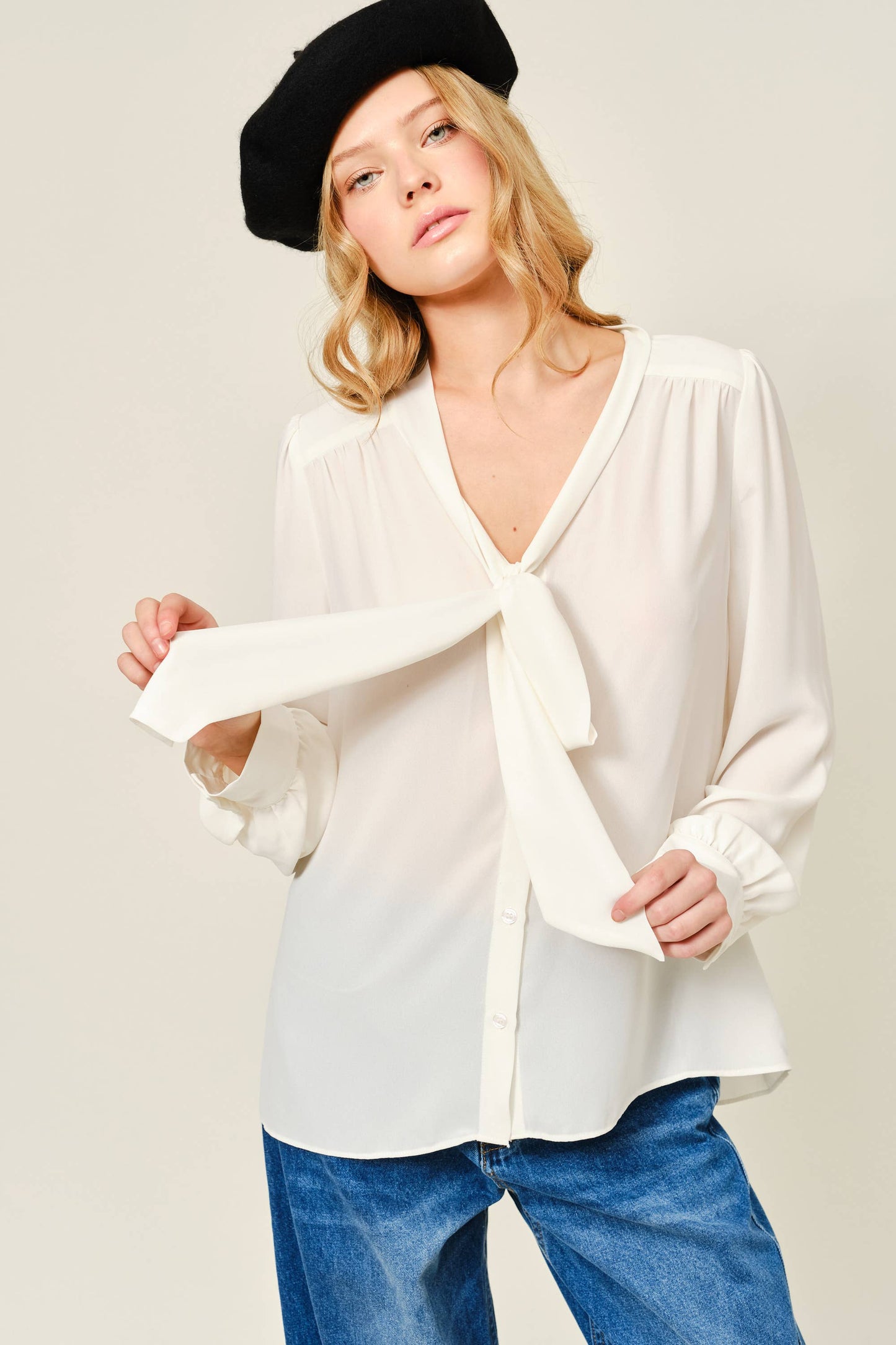 Romantic Tie Sheer Blouse