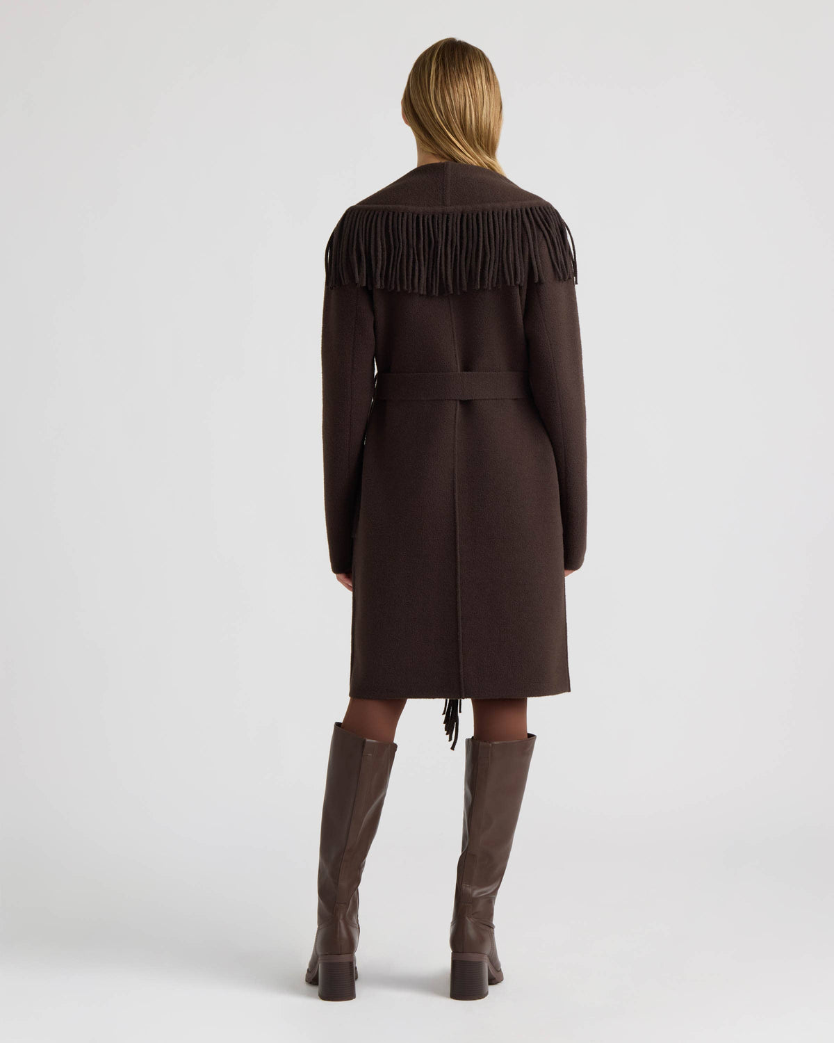 Dark Plum Eyelash Mink Wrap Fringe Coat
