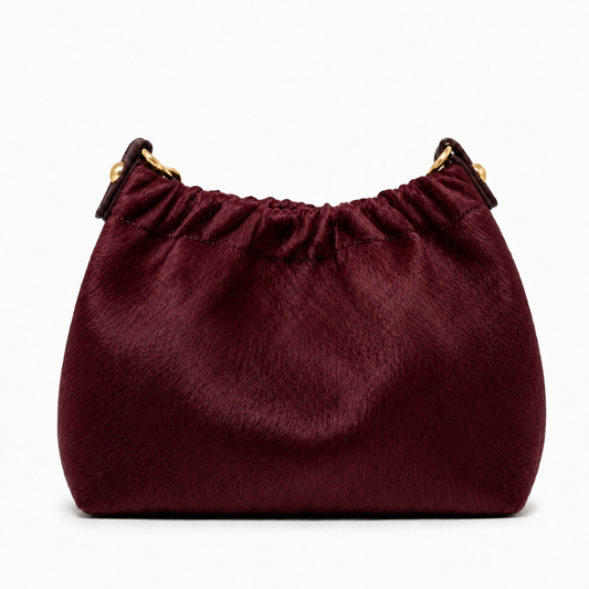 Leather & Burgundy Cowhide Crossbody Bag