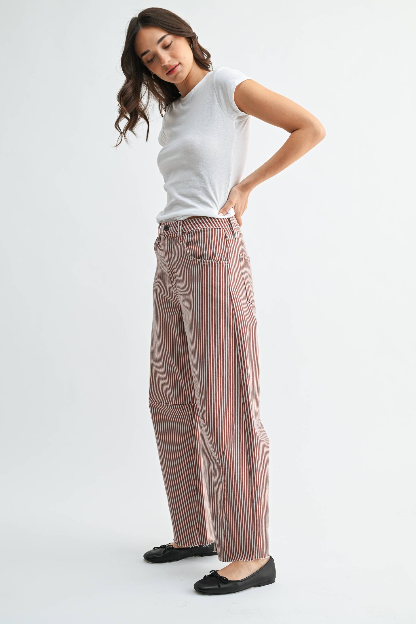 JUST BLACK DENIM - Spice Brown Barrel Jean w/ Seams