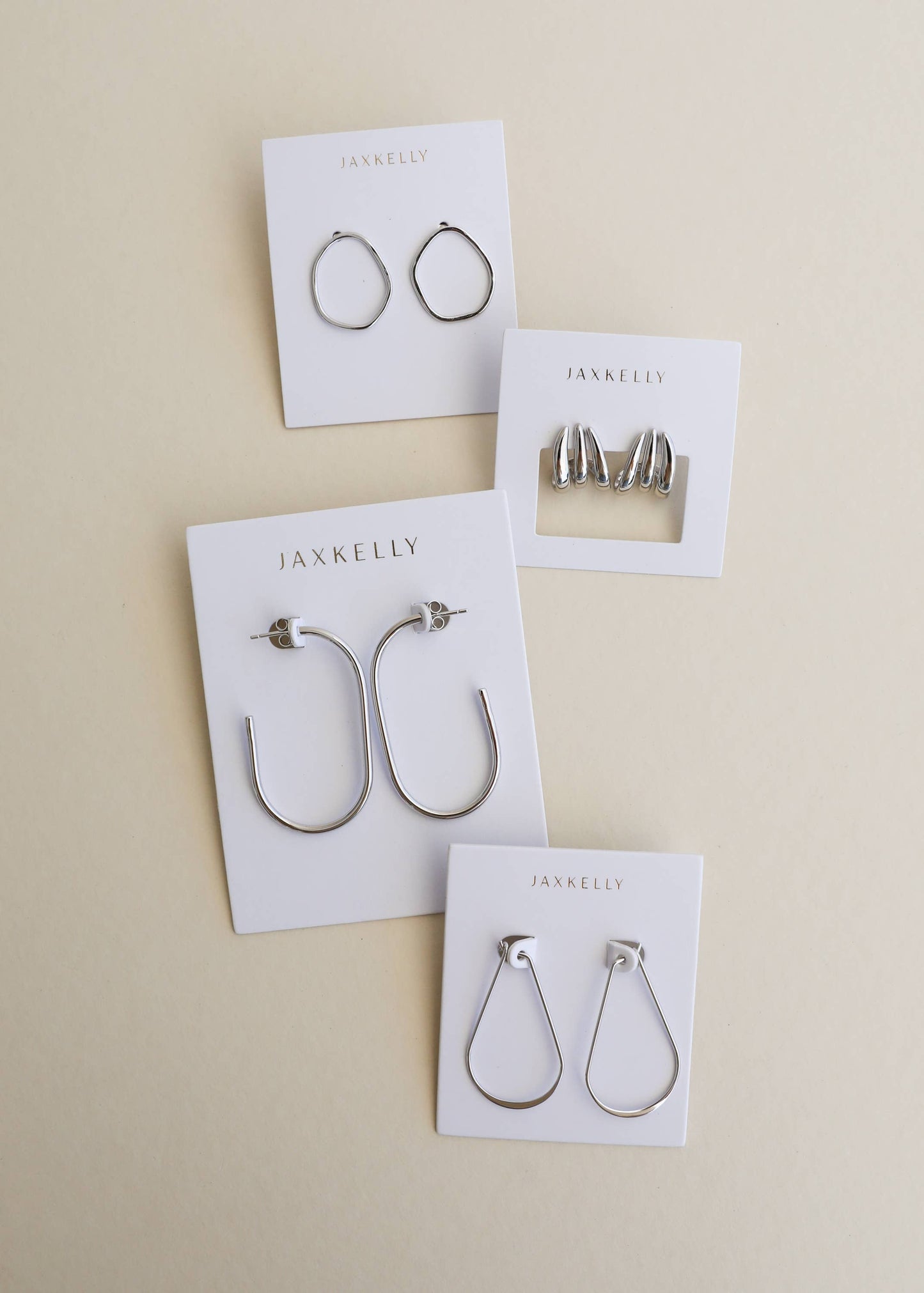 Silver Three Hoop Huggie Earring