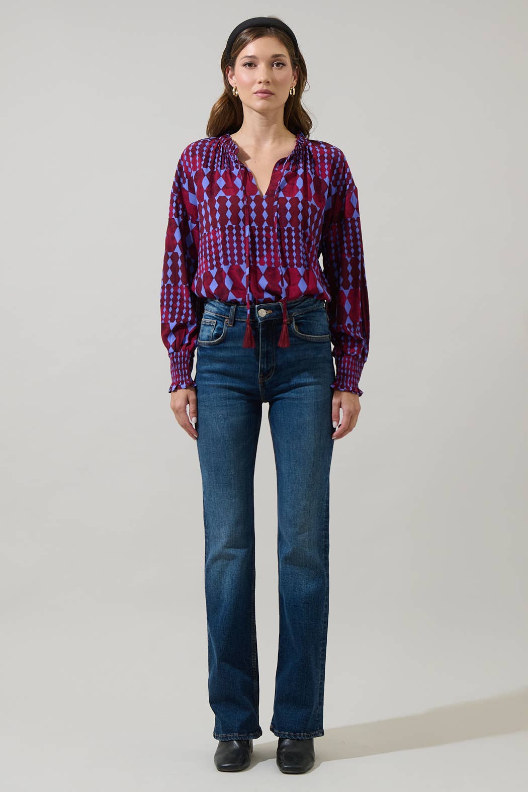 Abstract Weylin Split Neck Blouse