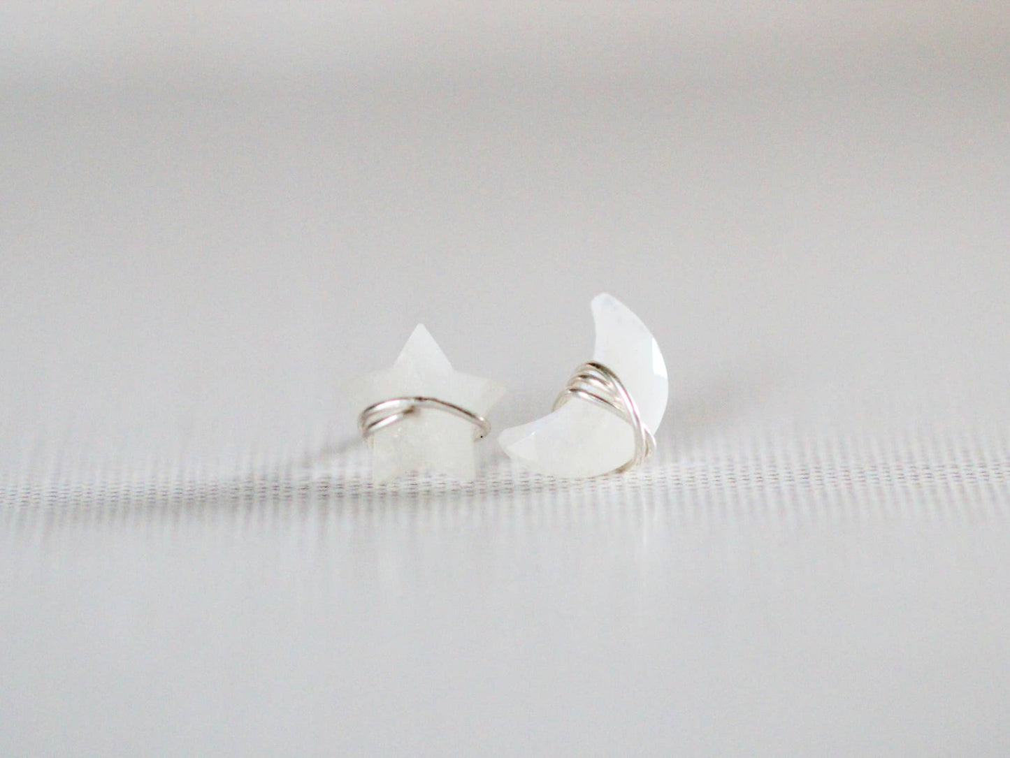 Moonbeam + Stardust Studs - Moonstone