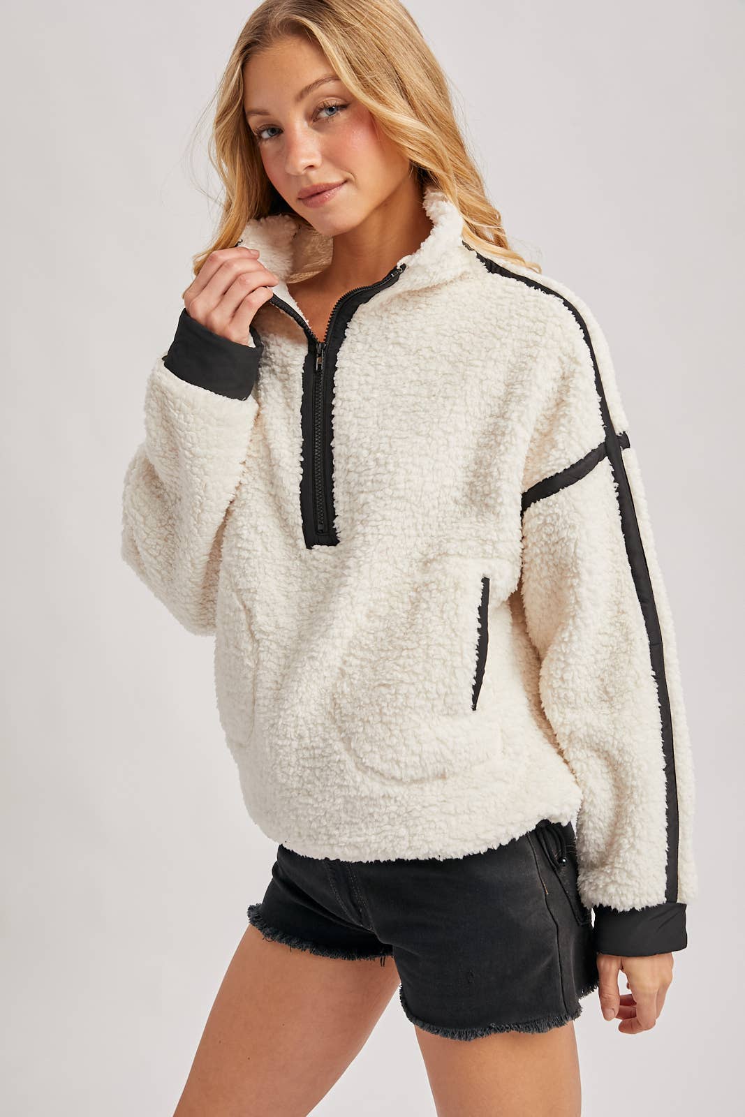Contrast Sherpa Fleece Top