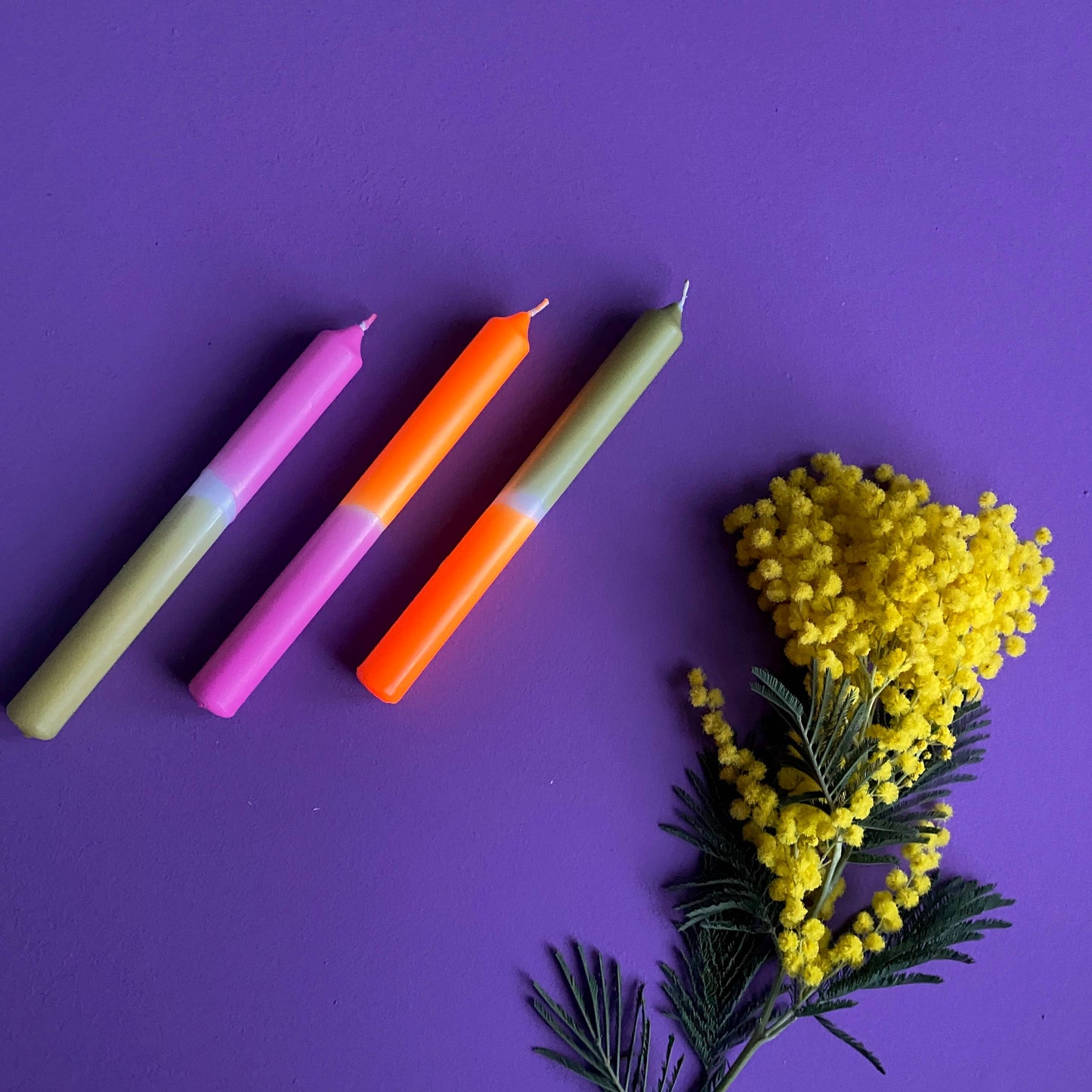 Dip Dye Neon Candles - Delicious Tangerine