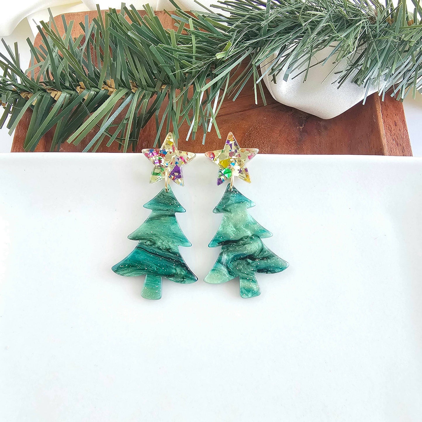 Star Christmas Tree Earrings