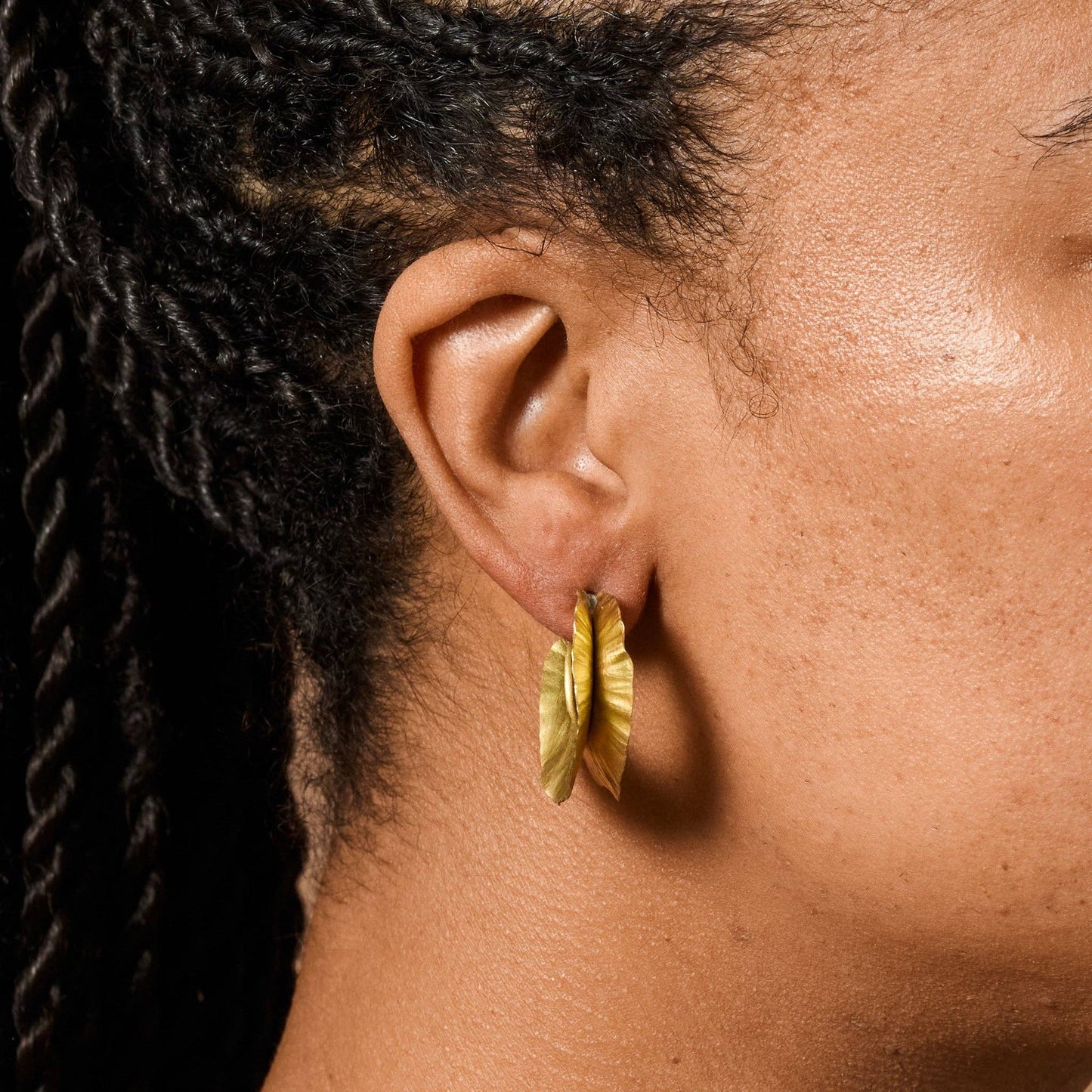 Usha Brass Ruffle Post Earrings