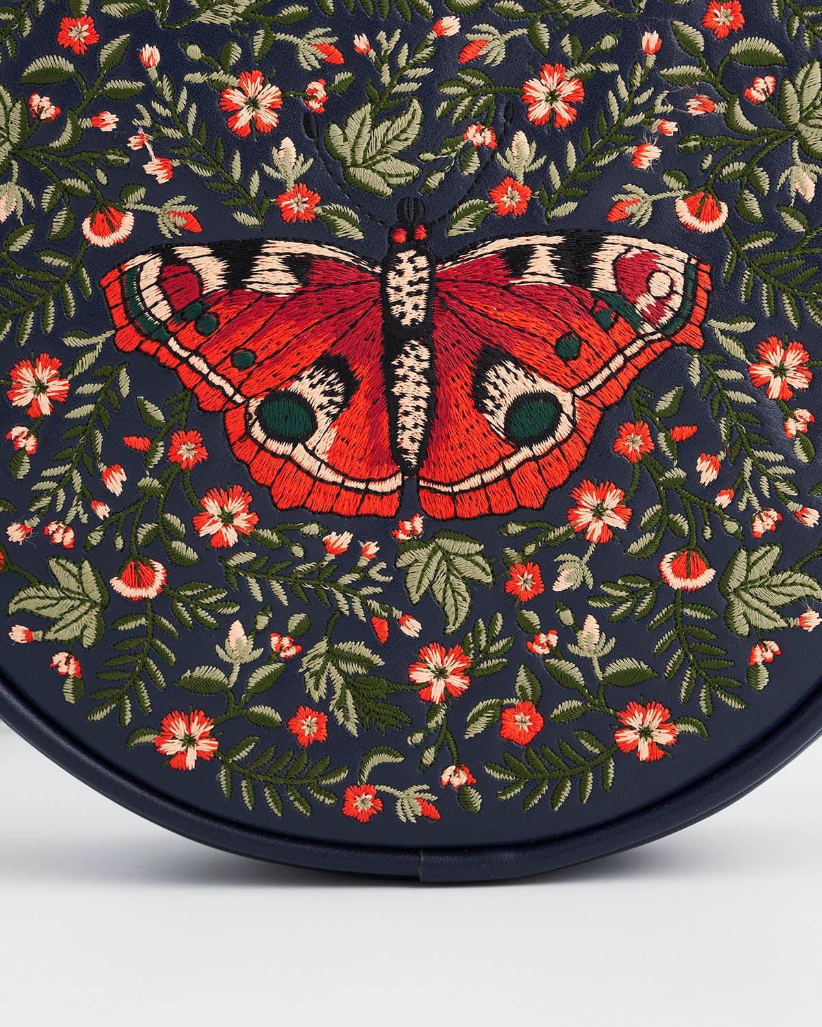 Red Admiral Embroidered Circle Bag